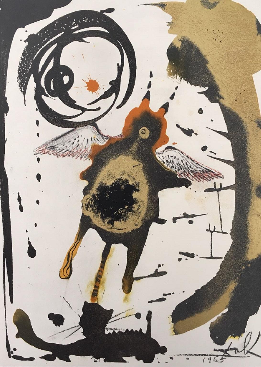 Salvador Dalí Abstract Print - Creatio volatilium - Original Lithograph by S. Dalì - 1965