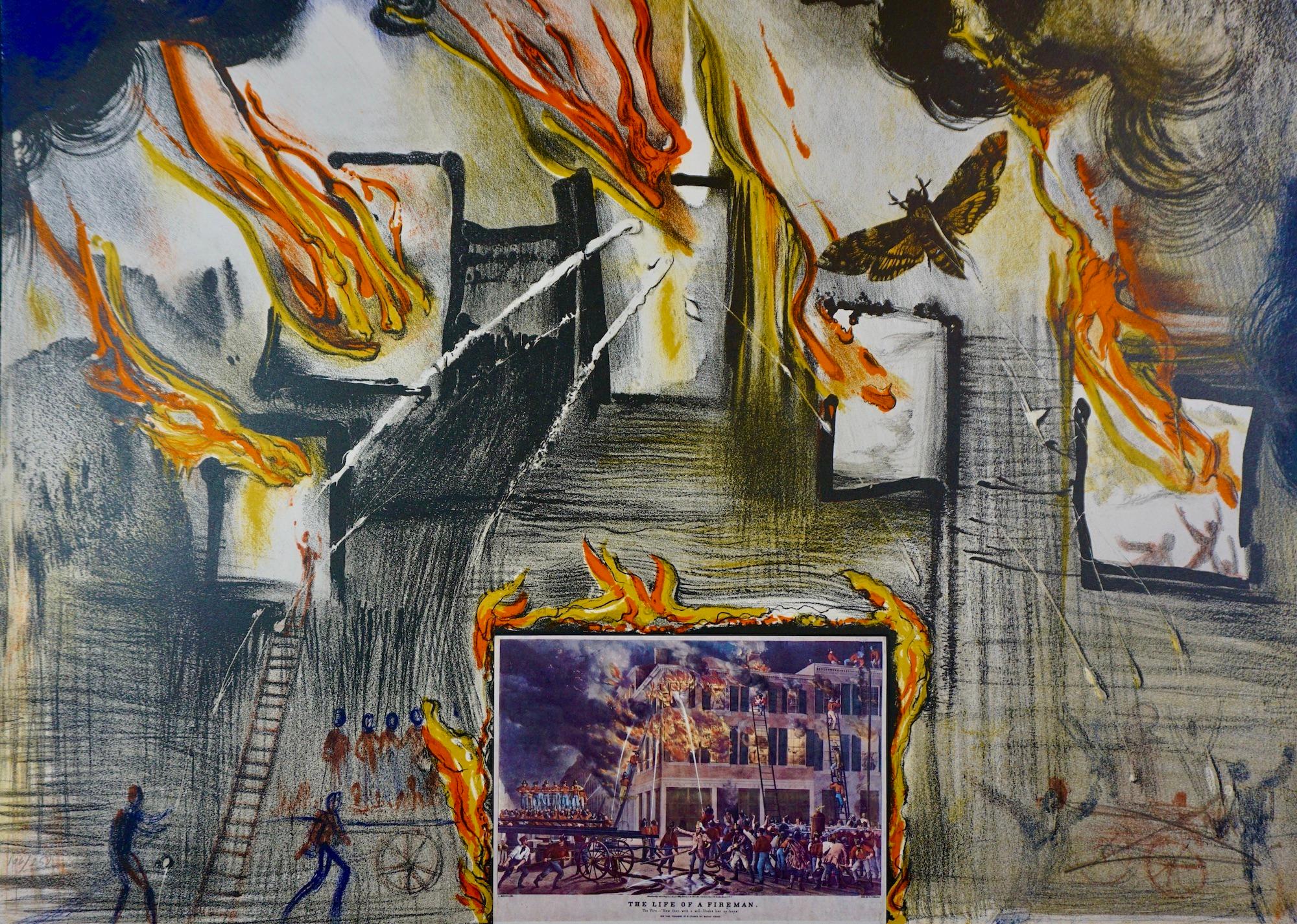 Currier & Ives Fire! Fire! Fire!  - Print by Salvador Dalí