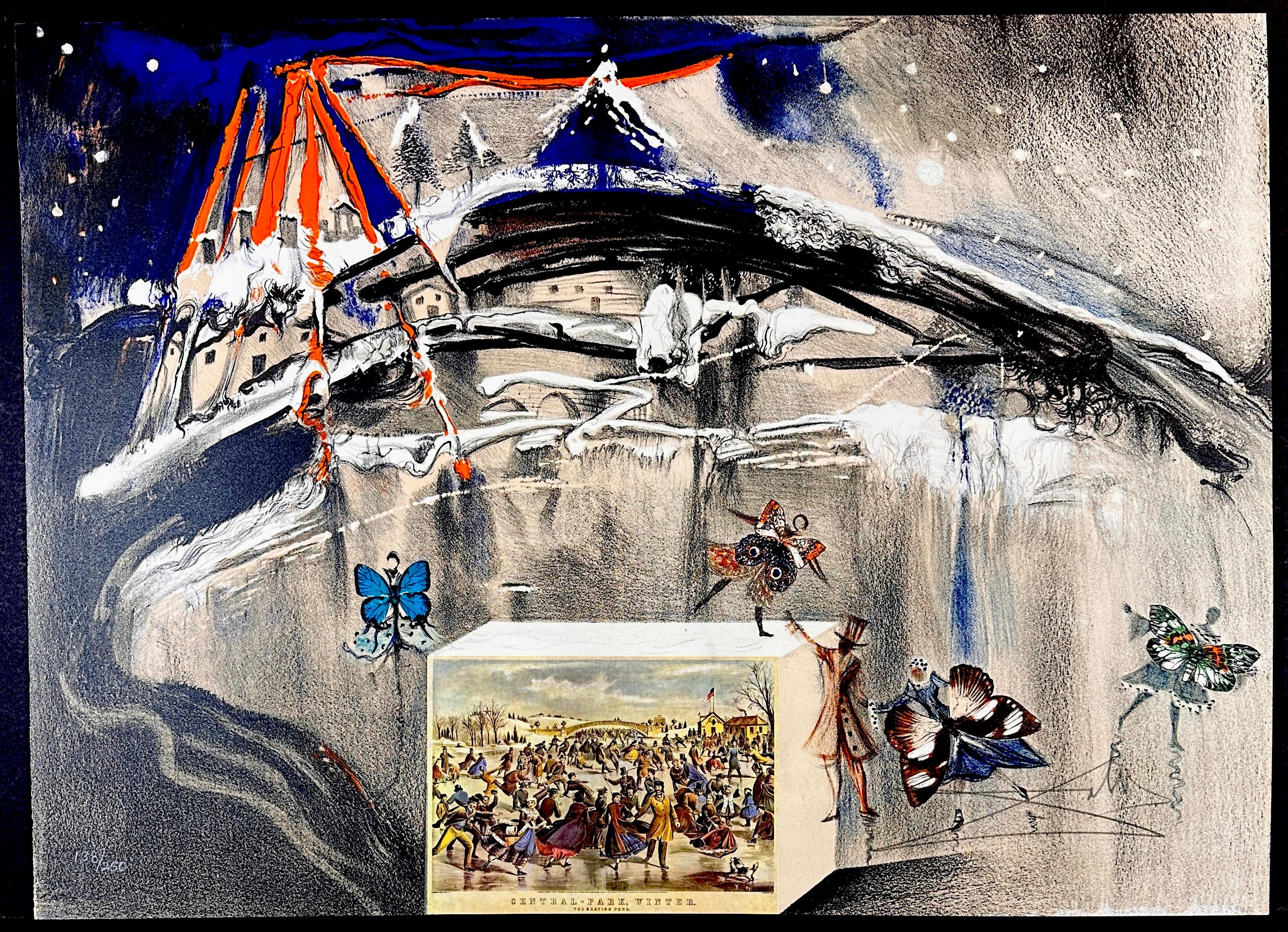 Salvador Dalí Print - Currier & Ives New York Central Park Winter