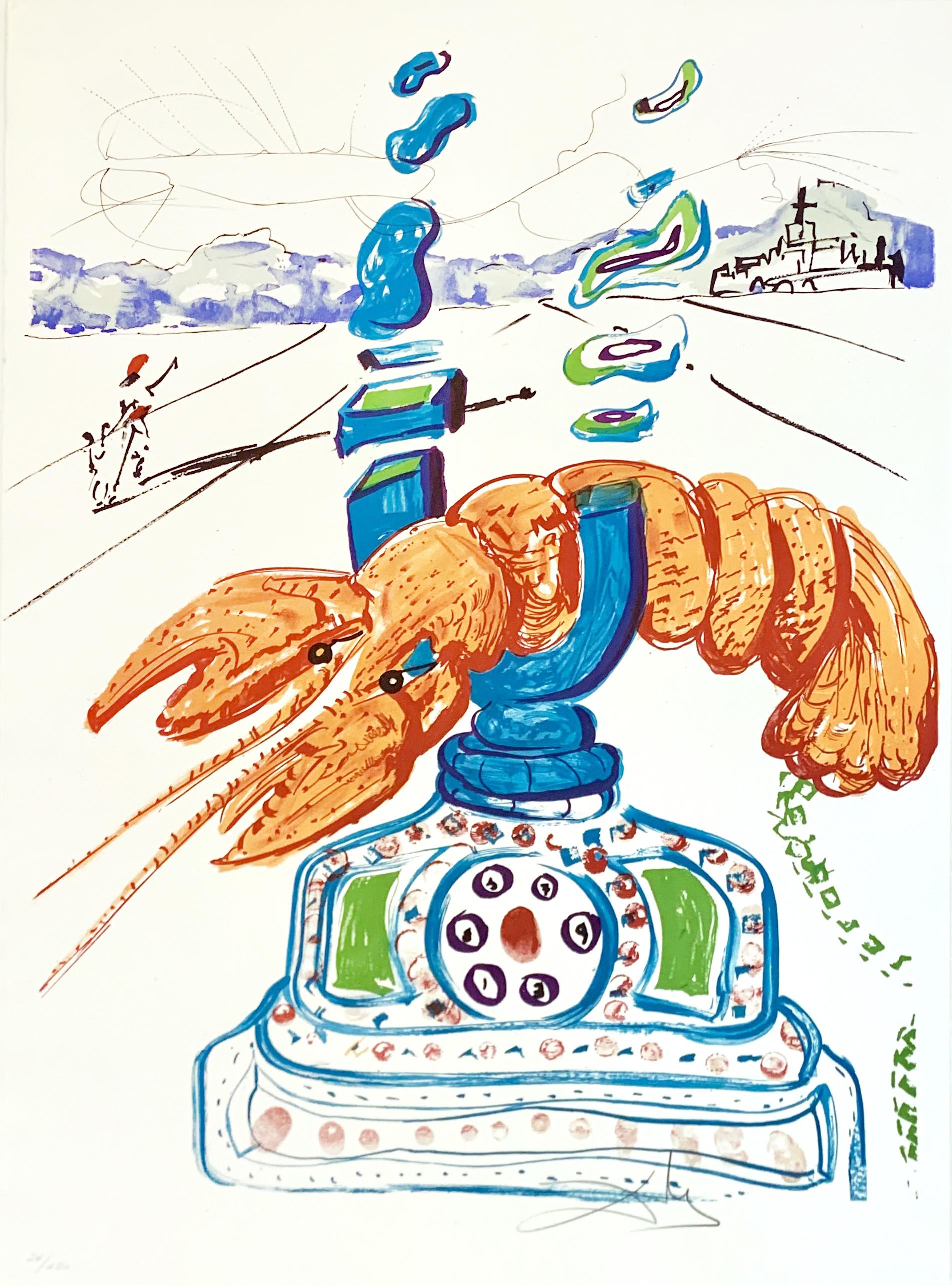 Salvador Dalí Animal Print - Cybernetic Lobster Telephone