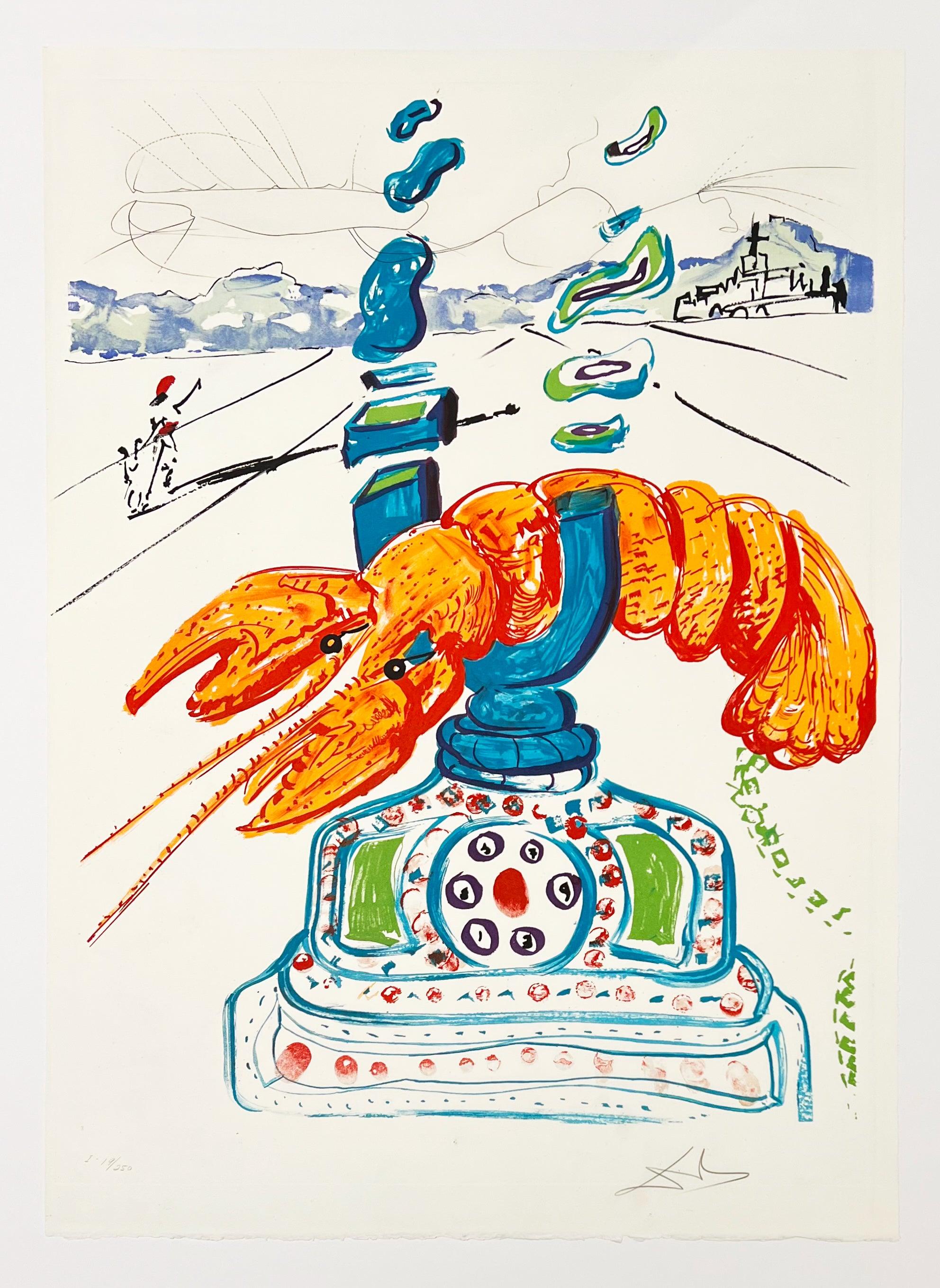 Telefono aragosta cibernetico, da Imaginations and Objects of the Future - Print di Salvador Dalí