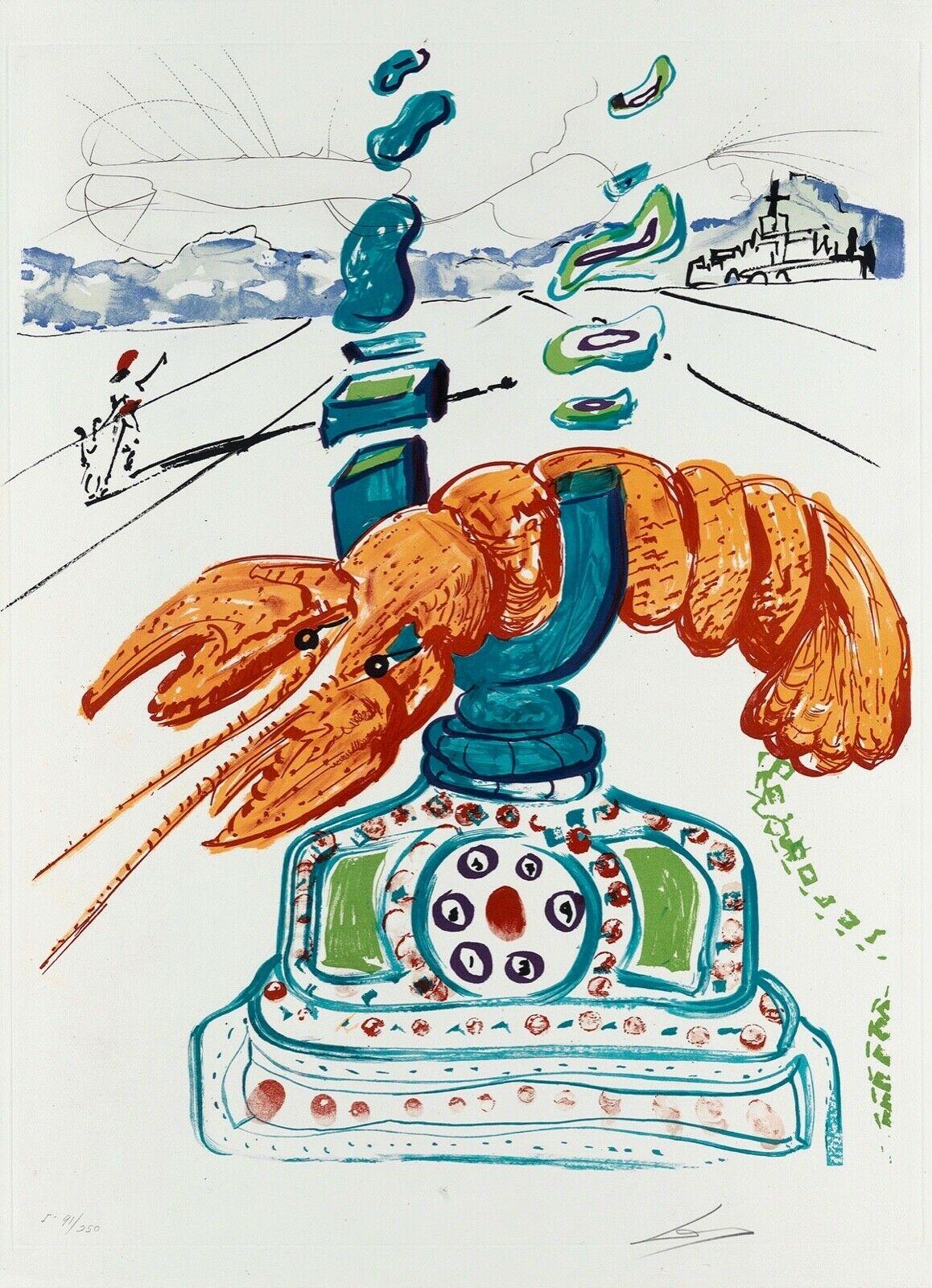Salvador Dalí Still-Life Print - Cybernetic Lobster Telephone, Salvador Dali