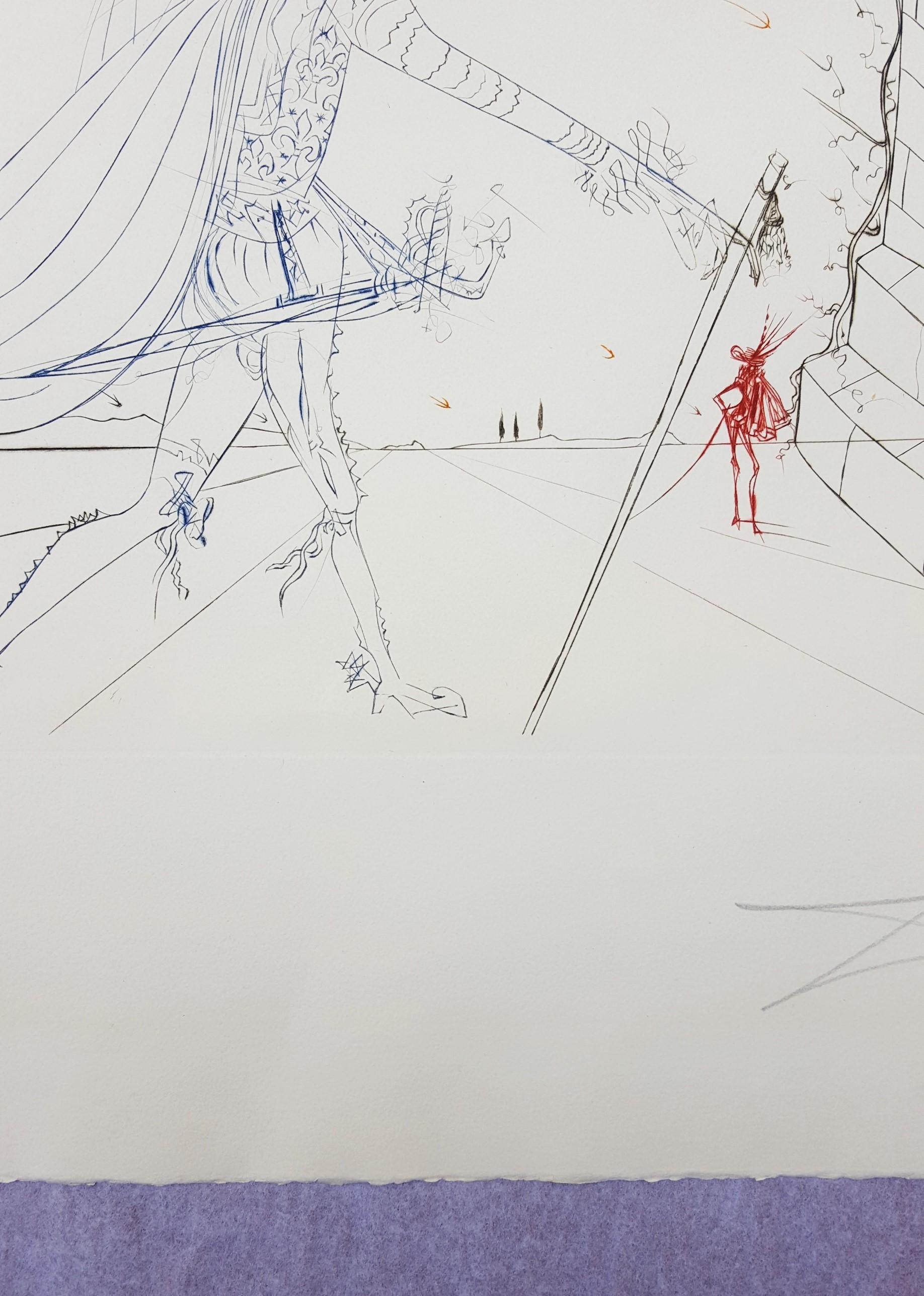 An original signed color engraving on BFK Rives paper by Spanish artist Salvador Dali (1904-1989) titled 