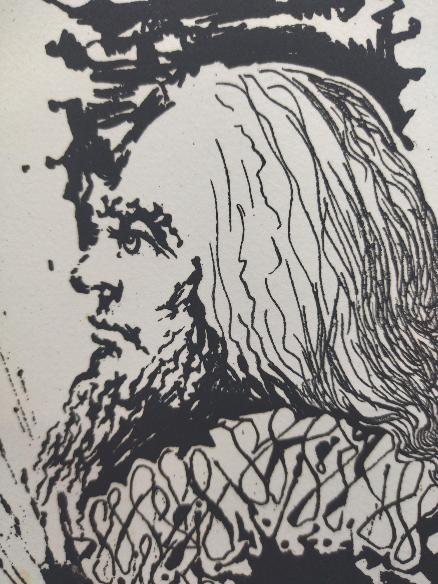 Dalí  Vertical  Grabado Retrato de Calderón en venta 5