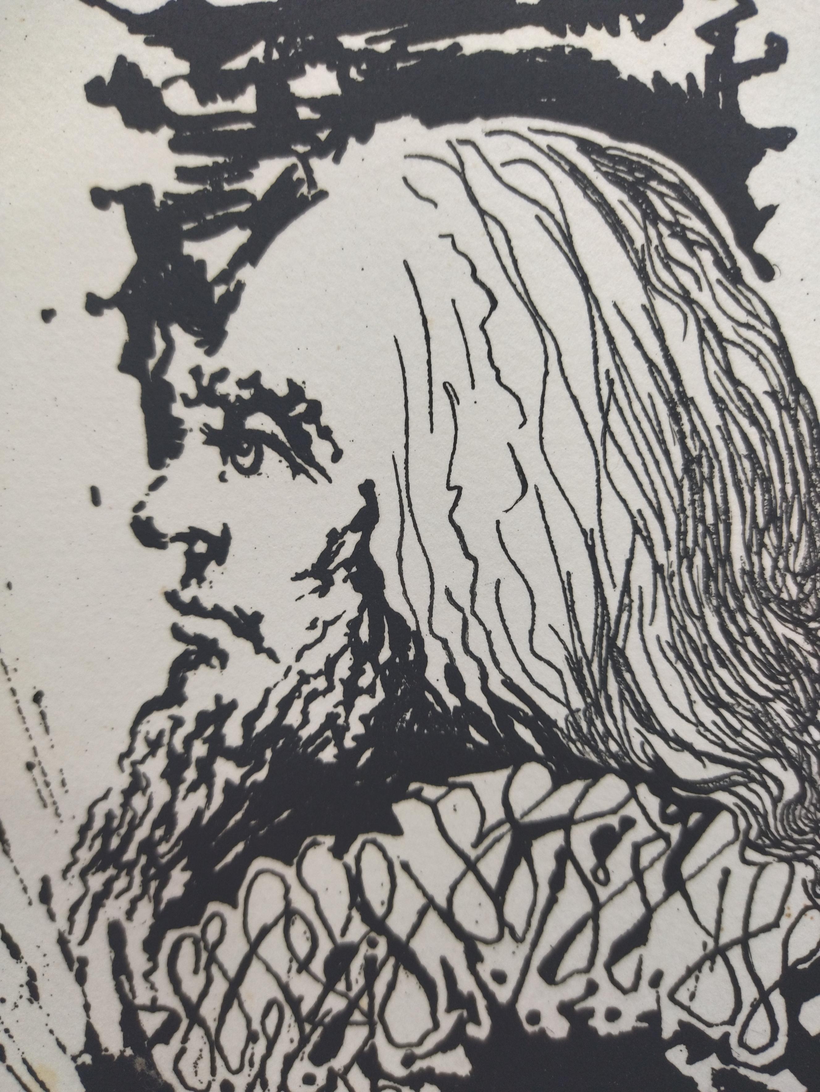 Dalí  Vertical  Grabado Retrato de Calderón en venta 1
