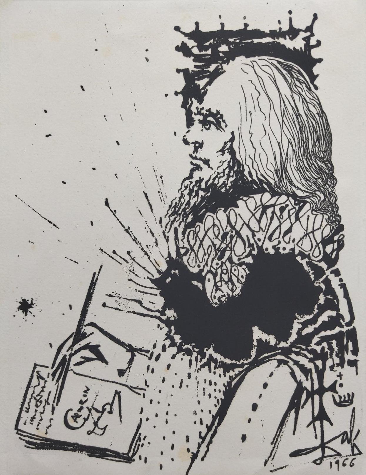 Dalí  Vertical  Grabado Retrato de Calderón en venta 3