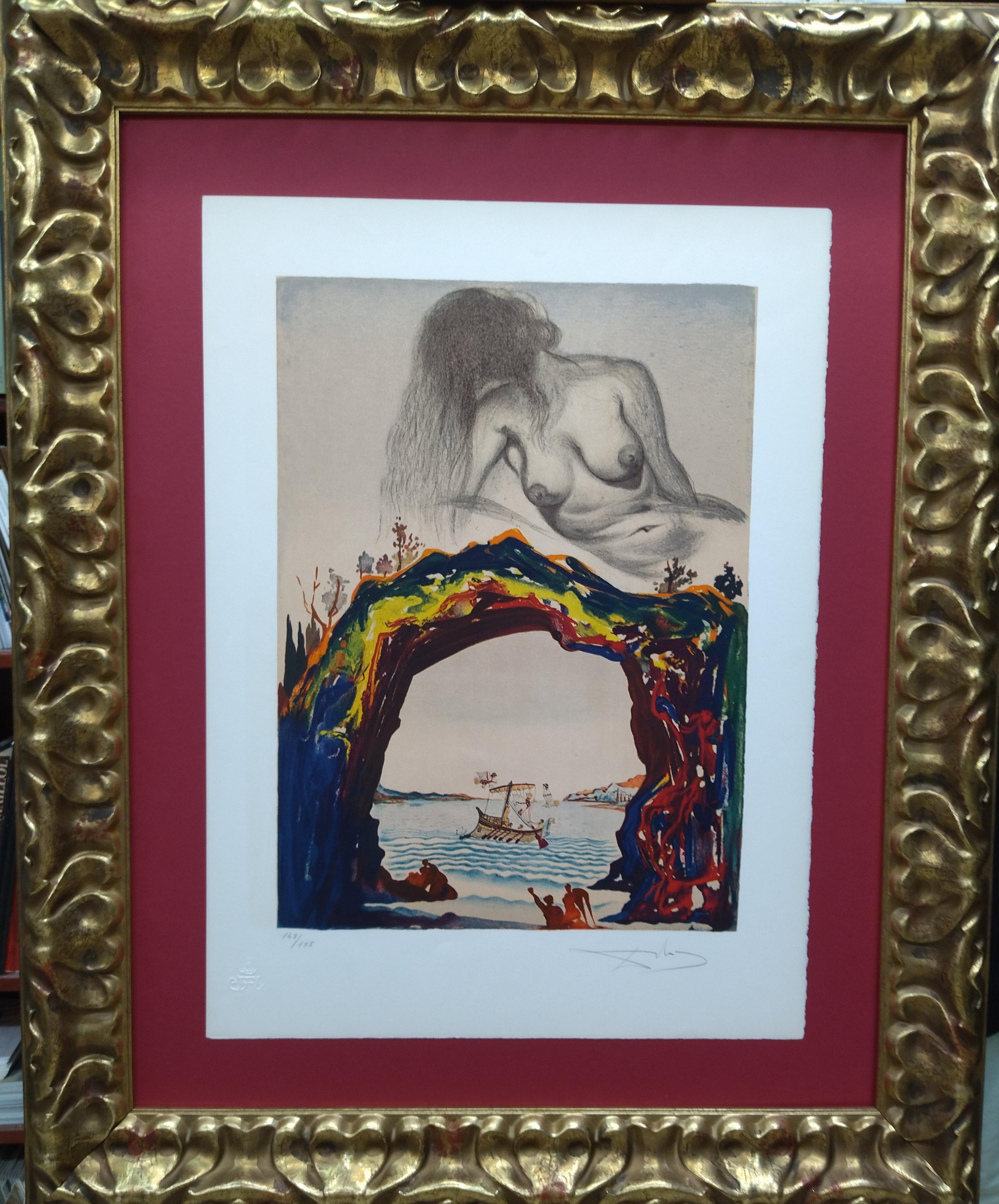 Dali   53 Vertical    La Sirene lithograph certificate painting For Sale 1