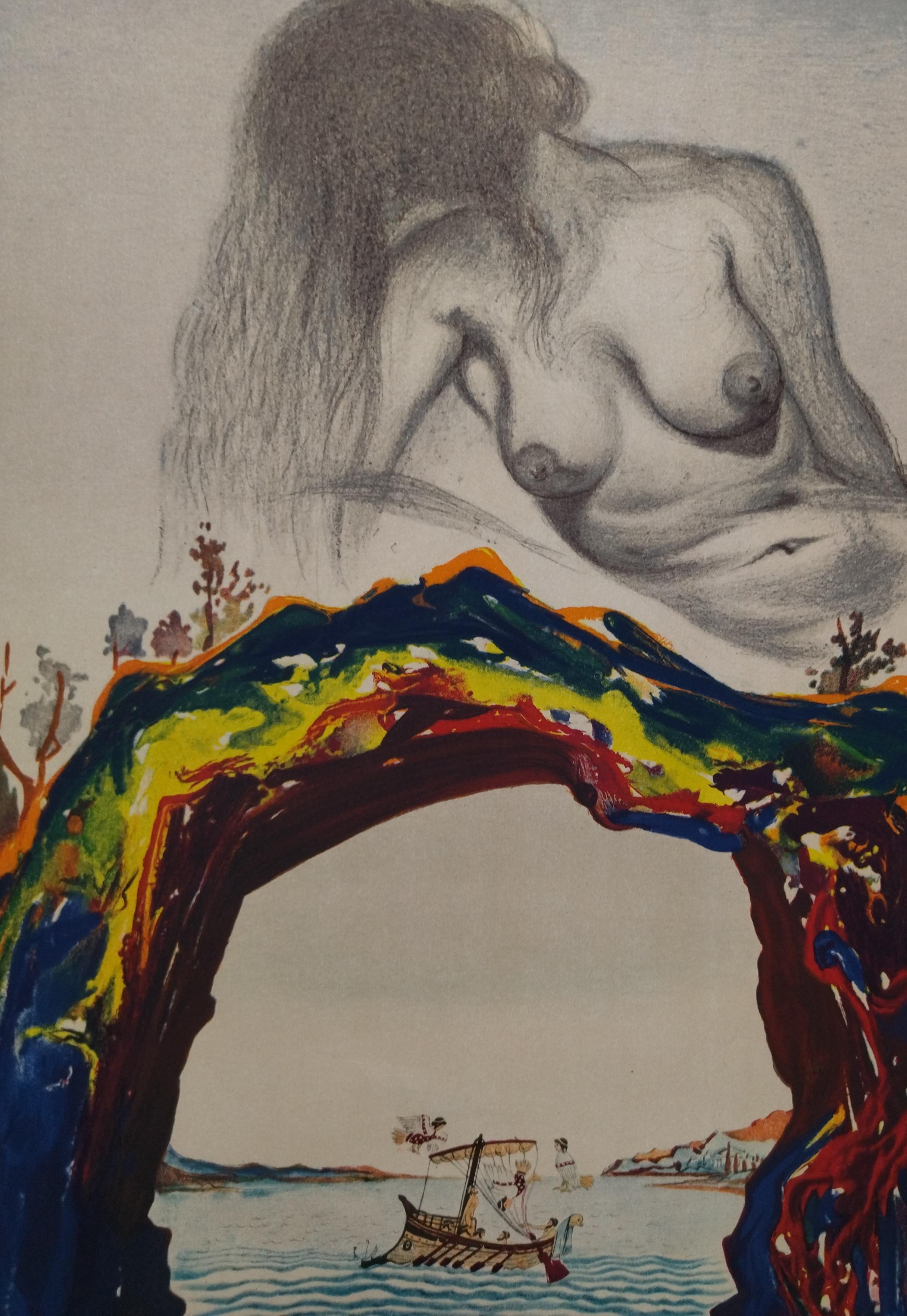 Dali   53 Vertical    La Sirene lithograph certificate painting For Sale 2