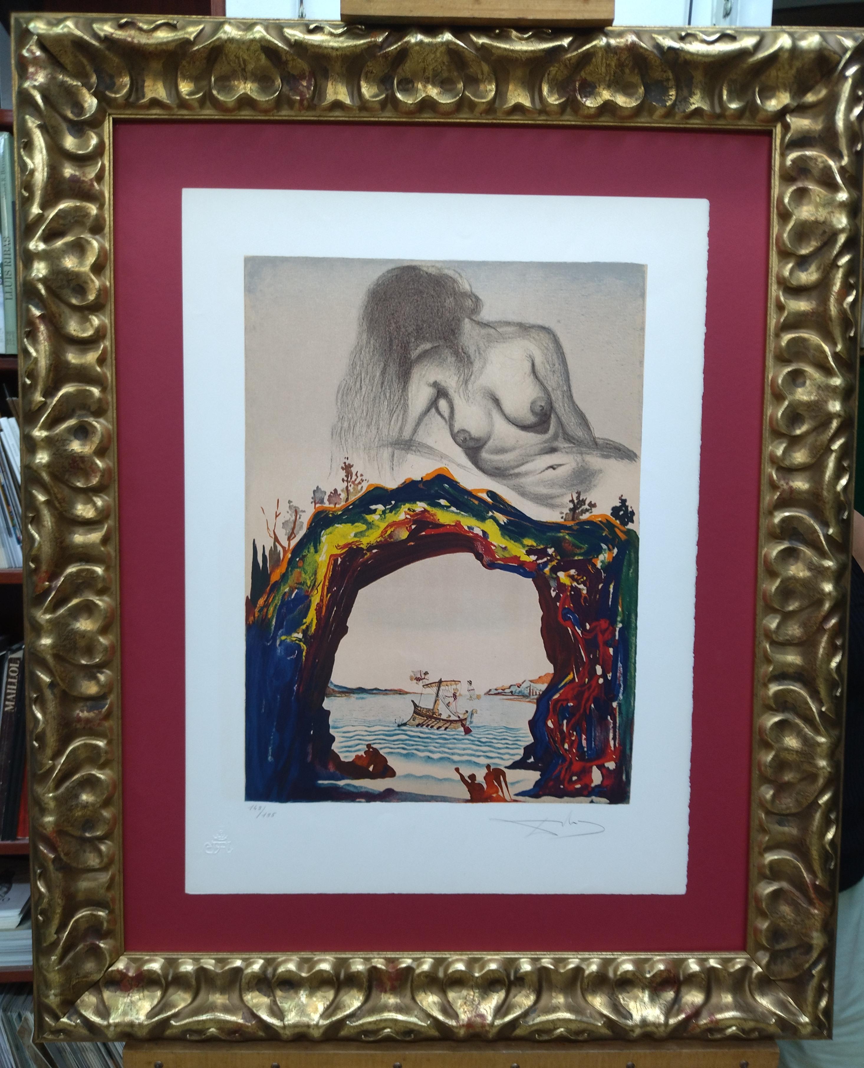 Dali   53 Vertical    La Sirene lithograph certificate painting For Sale 4