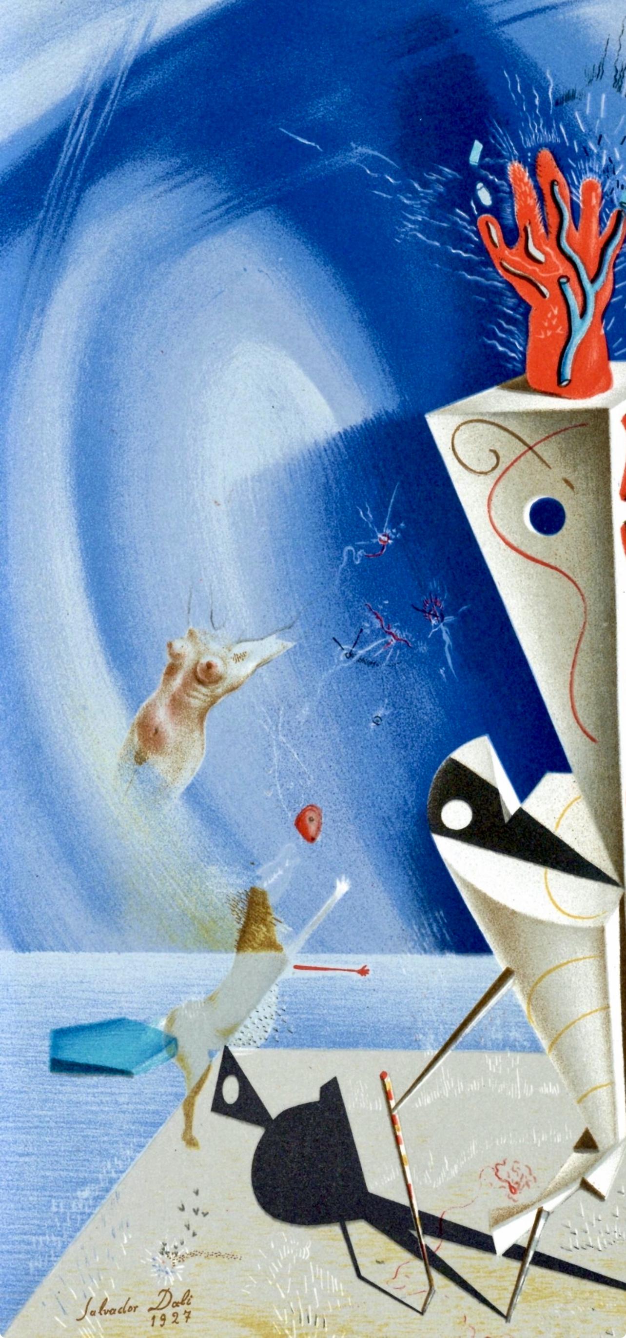 Dalí, Appareil et main, Société internationale d'art XXe siècle (après) - Bleu Abstract Print par Salvador Dalí