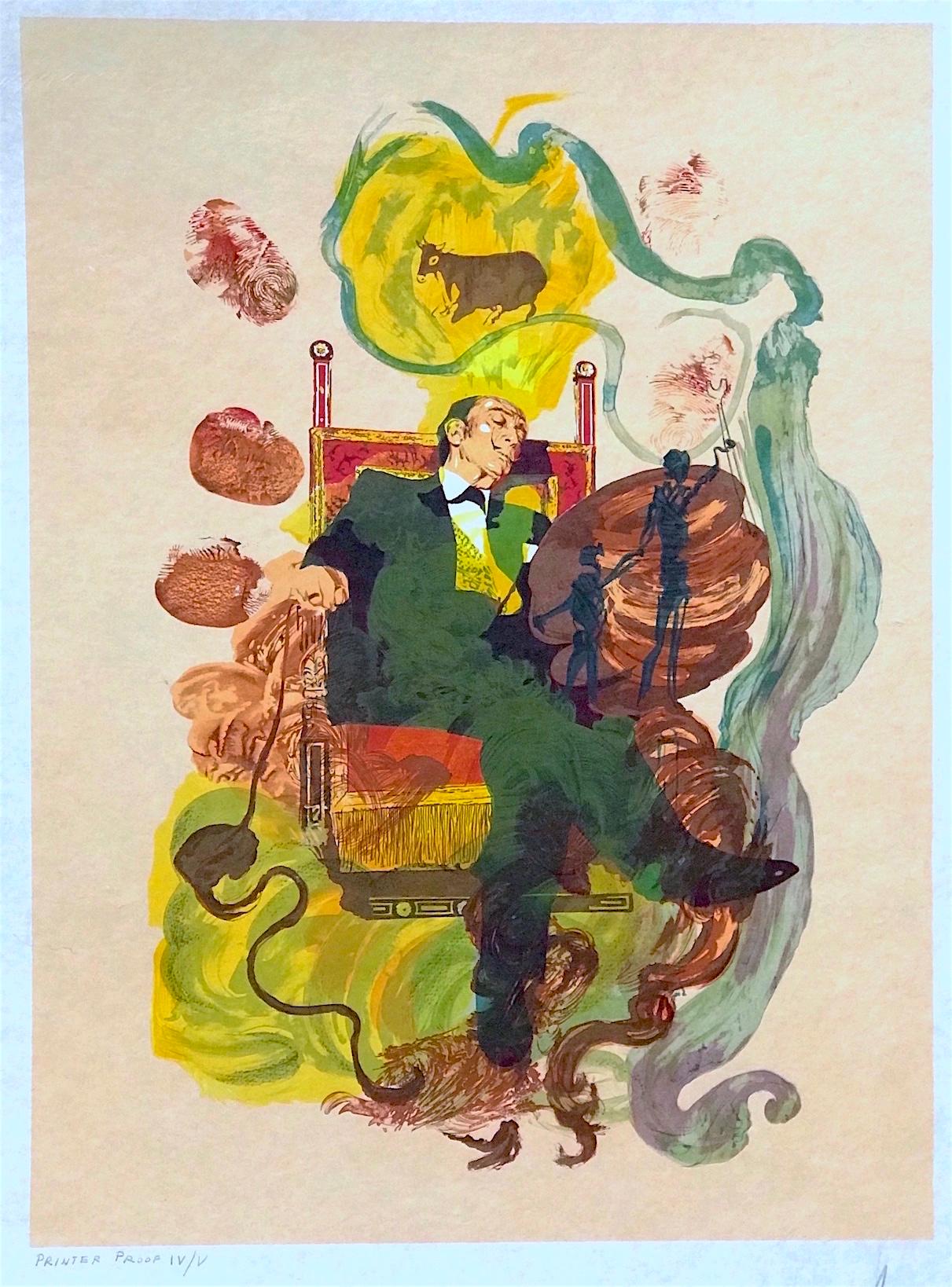 DALI DREAMS (KING OF COINS) 1978 Signed Lithograph on Japon Paper, Tarot Card  - Print by Salvador Dalí