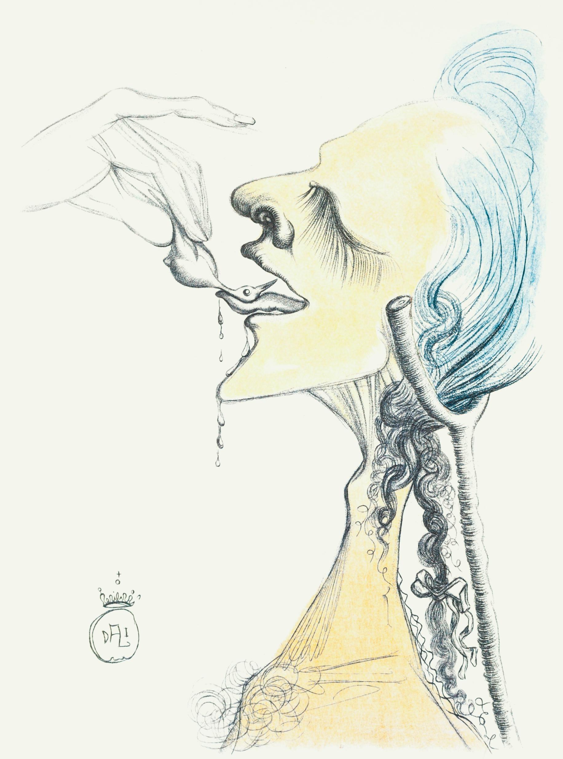 Salvador Dalí Figurative Print - Dali Illustrates Casanova - Plate 7 - Original Lithograph by S. Dalì - 1980