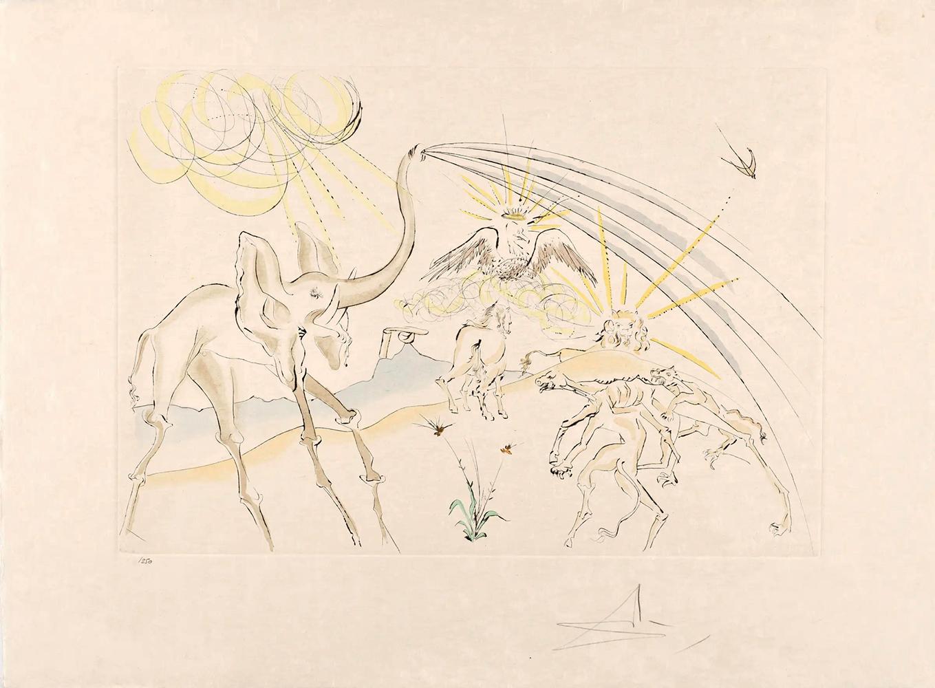 DALI SALVADOR „Le Bestiaire de La Fontaine Dalinise“ voller Satz von 12 Radierungen im Angebot 5