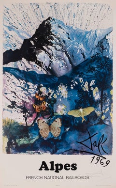 Dali signed Alpes FRENCH NATIONAL RAILROADS poster