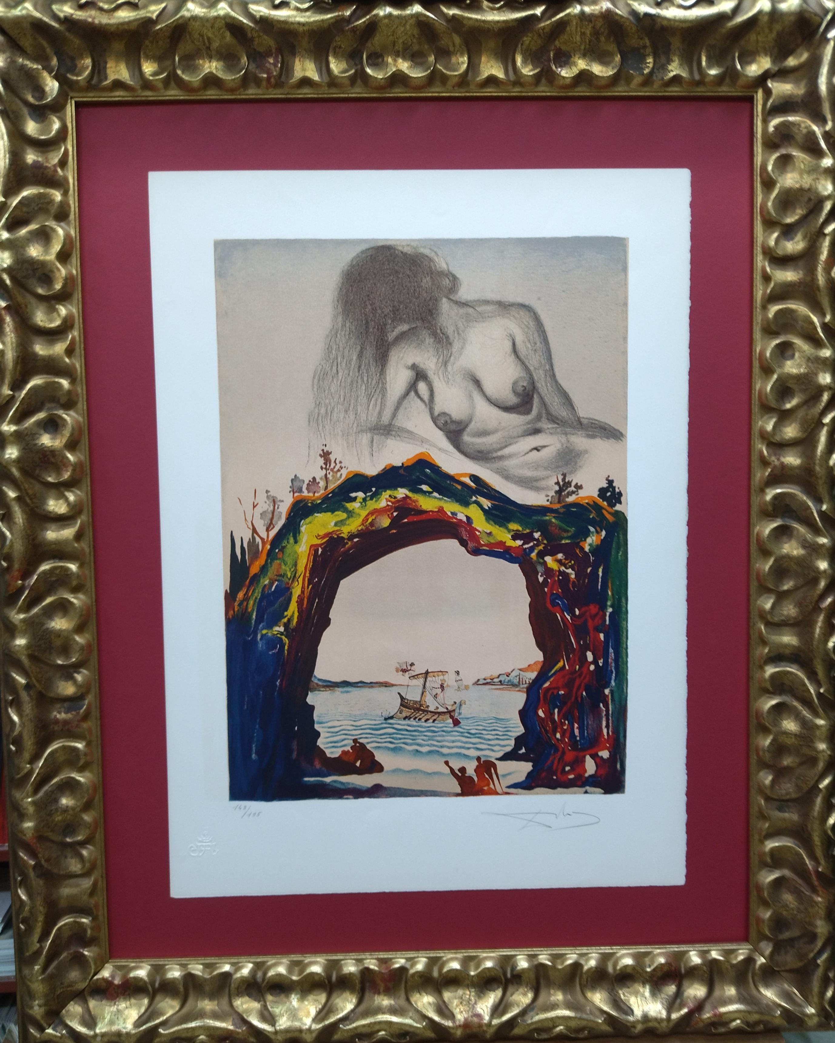 Dali  Vertical    La Sirene lithograph certificate painting For Sale 2