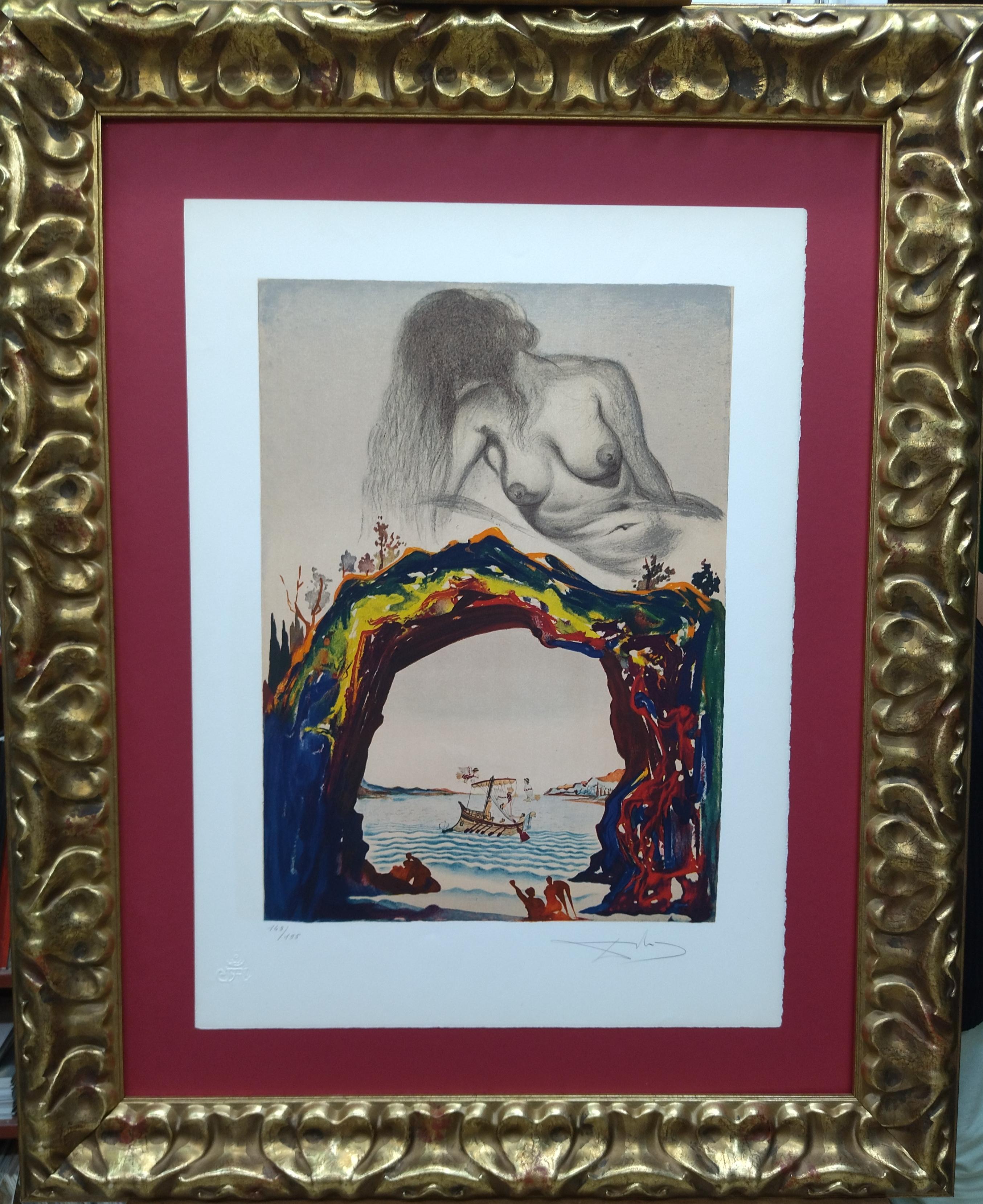 Dali  Vertical    La Sirene lithograph certificate painting - Print by Salvador Dalí