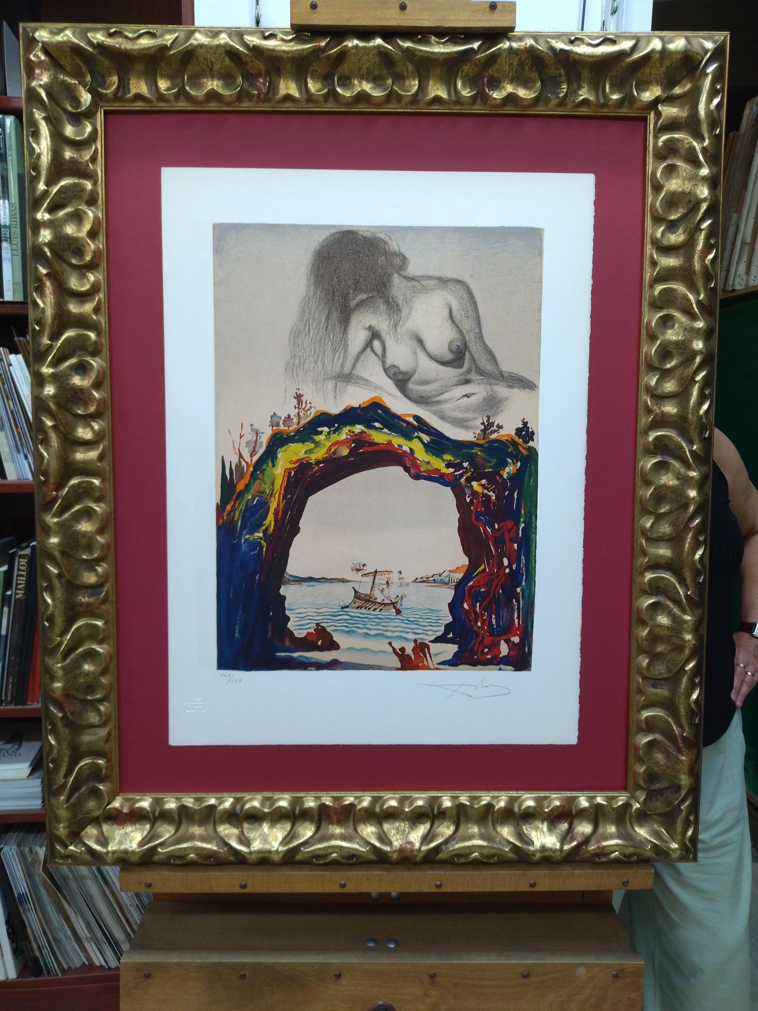 Dali  Vertical    Peinture de certificat lithographie La Sirene - Surréalisme Print par Salvador Dalí