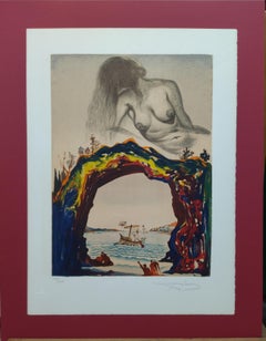 Dali   Vertical    La Sirene lithograph certificate painting