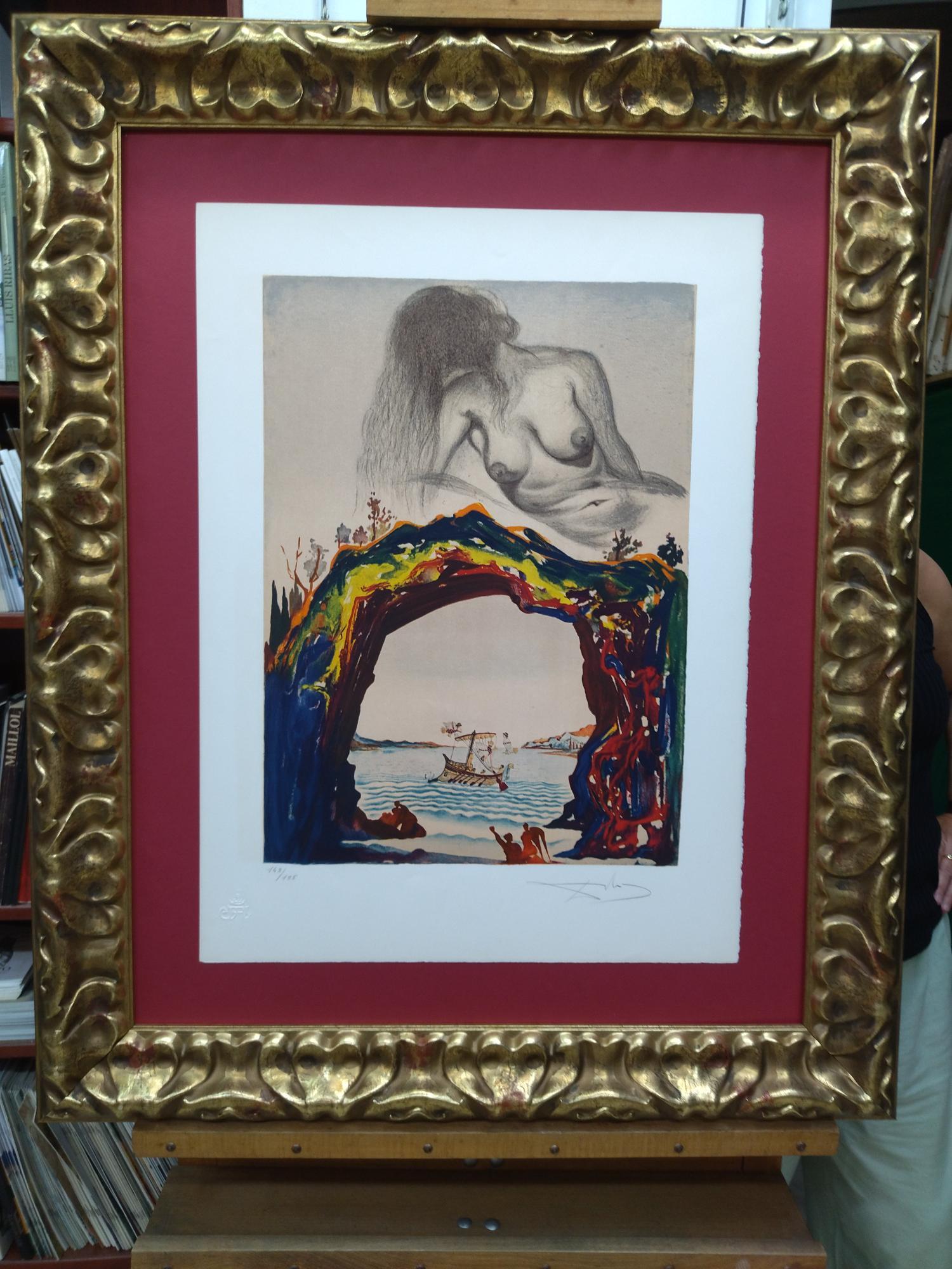 Dali   Verticale    La Sirene litografia certificato di pittura - Abstract Print Nero di Salvador Dalí