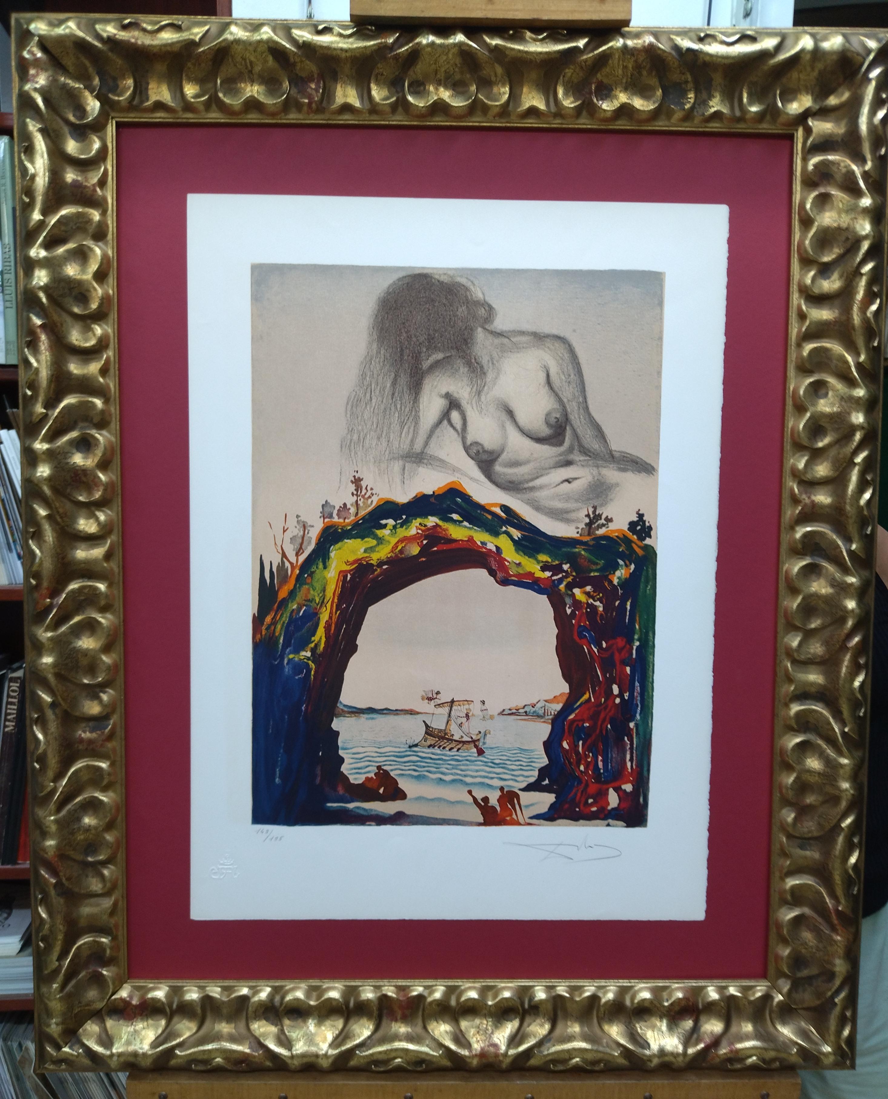 Dali  Vertical    La Sirene lithograph certificate painting For Sale 4