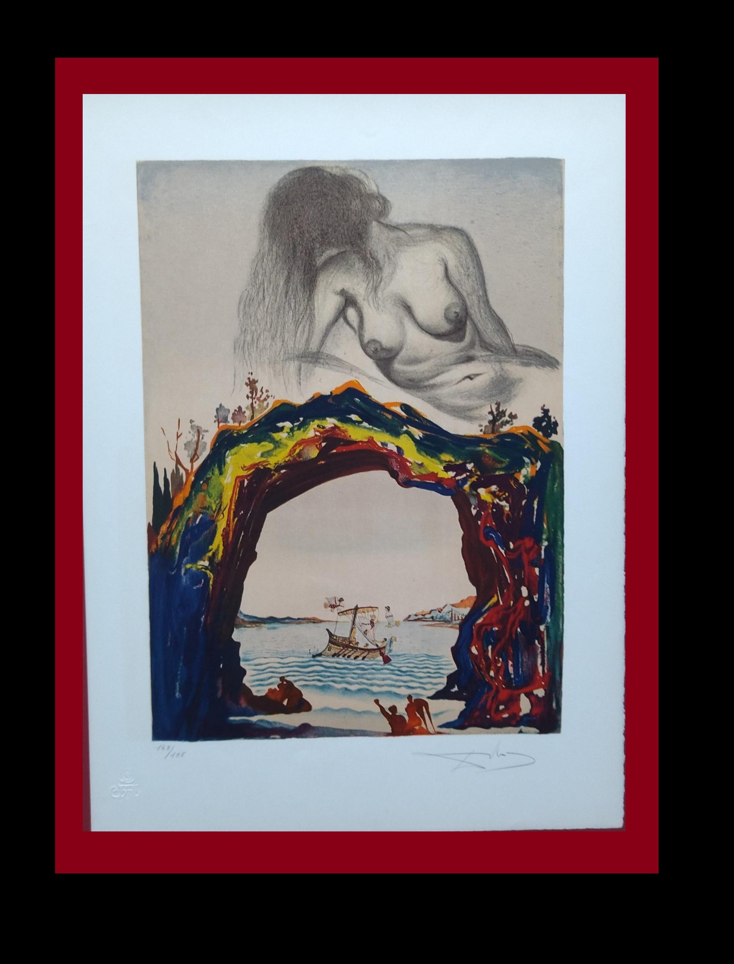 Dali  Vertical    La Sirene lithograph certificate painting