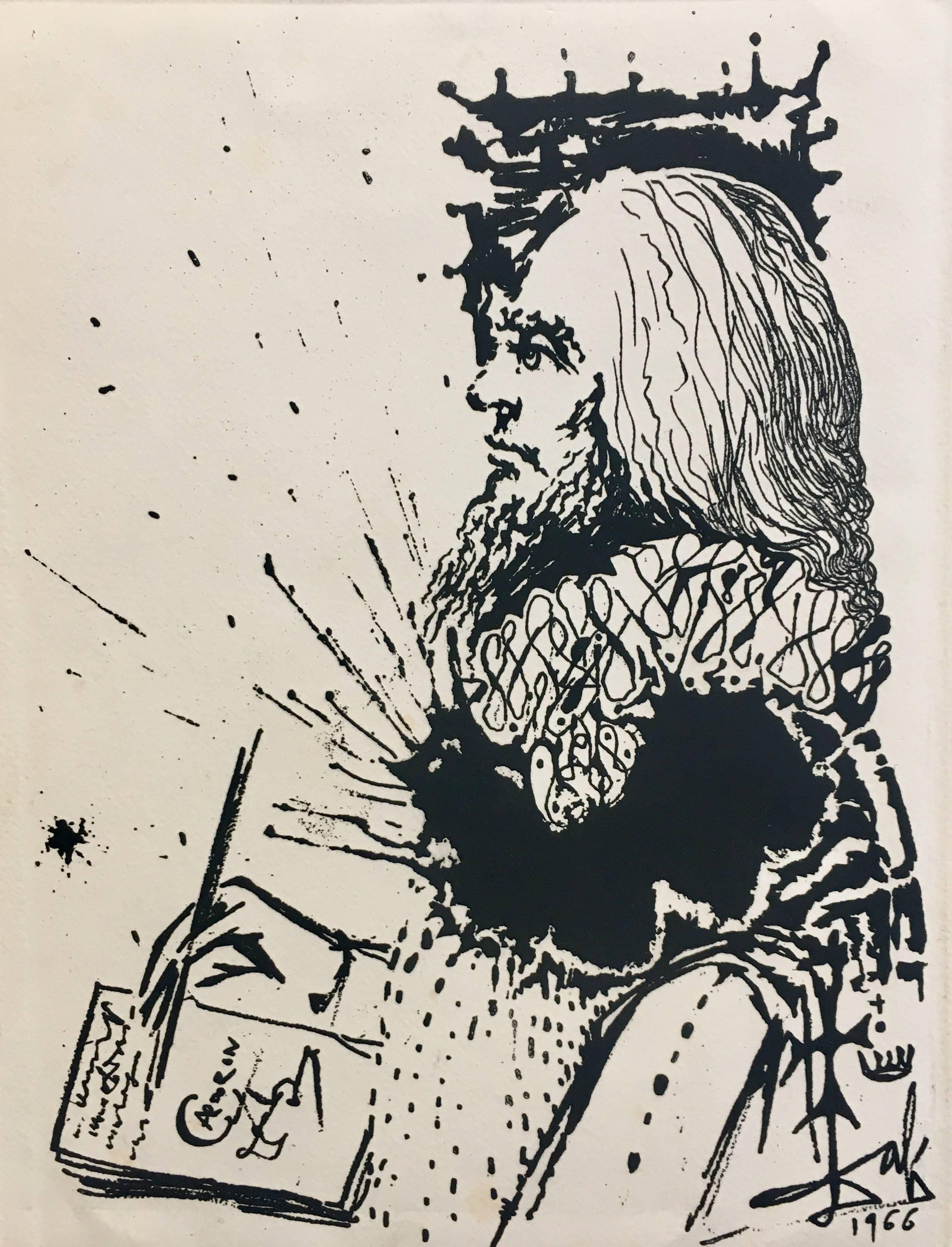 Dali  Vertical  Portrait de Calderon engraving - Print by Salvador Dalí