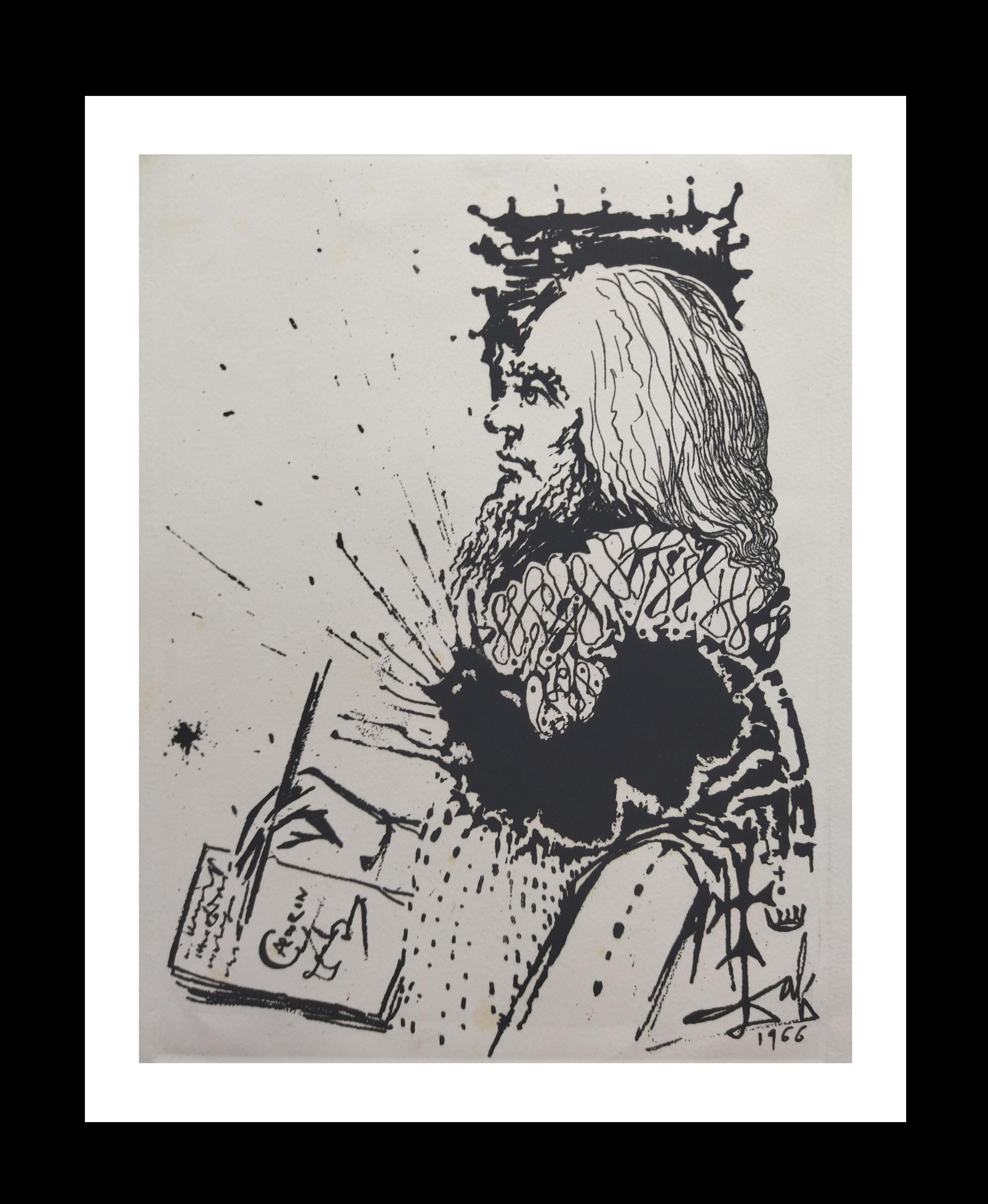 Salvador Dalí Abstract Print - Dali  Vertical  Portrait de Calderon engraving
