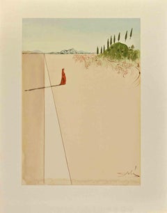Dante Alighieri in the Dark Forest  - Woodcut Print - 1963