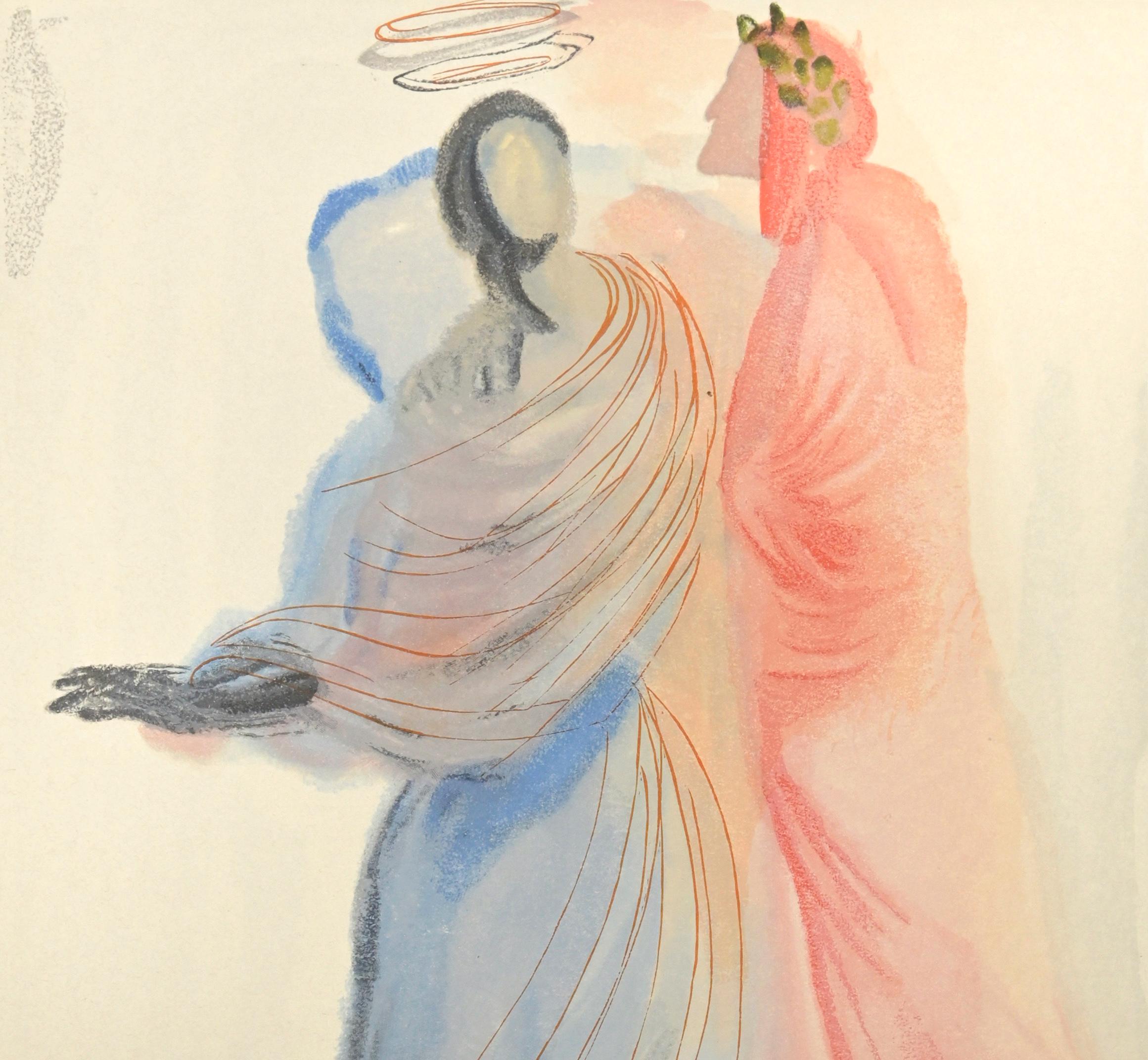 Dante und Beatrice – Holzschnitt  - 1963 – Print von Salvador Dalí
