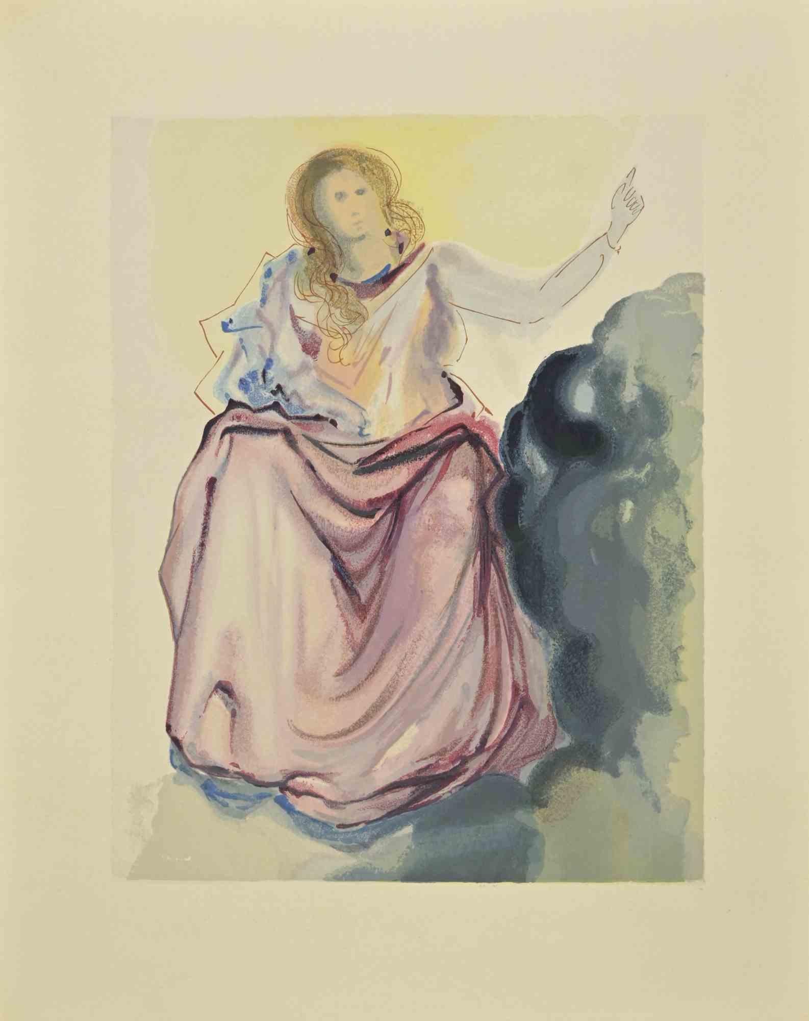 Salvador Dalí Figurative Print – Dante und Beatrice - Holzschnitt  - 1963
