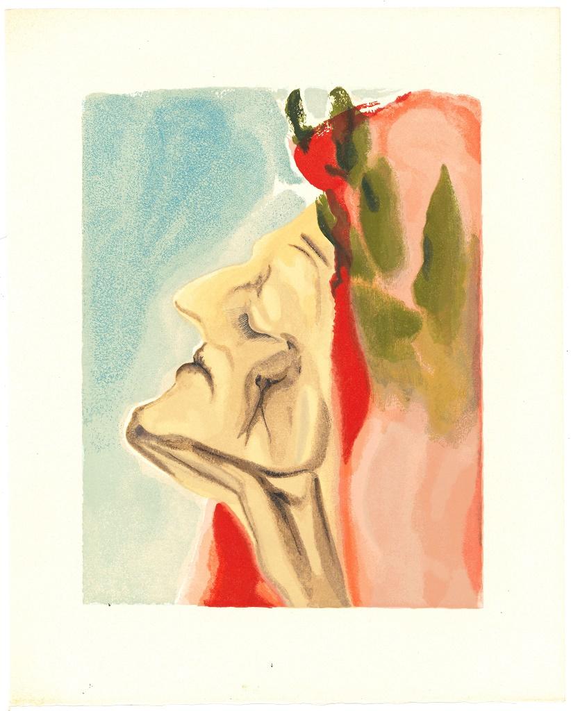 Dante im Zweifel - Holzschnitt nach Salvador Dalì - 1963