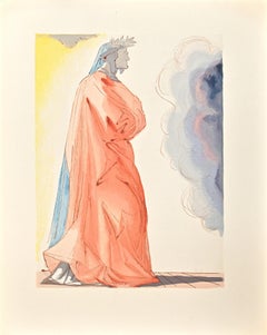 Vintage Dante - Woodcut Print - 1963