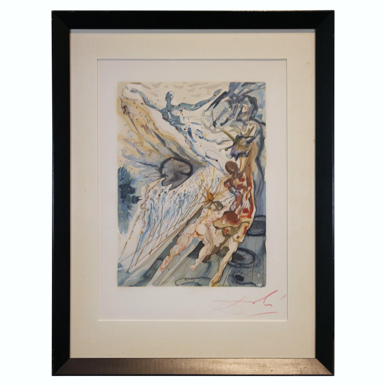 Salvador Dalí Figurative Print - Dante's Divine Comedy Canto 26 Meeting Of Two Groups Of Lustful Ones 139 of 150