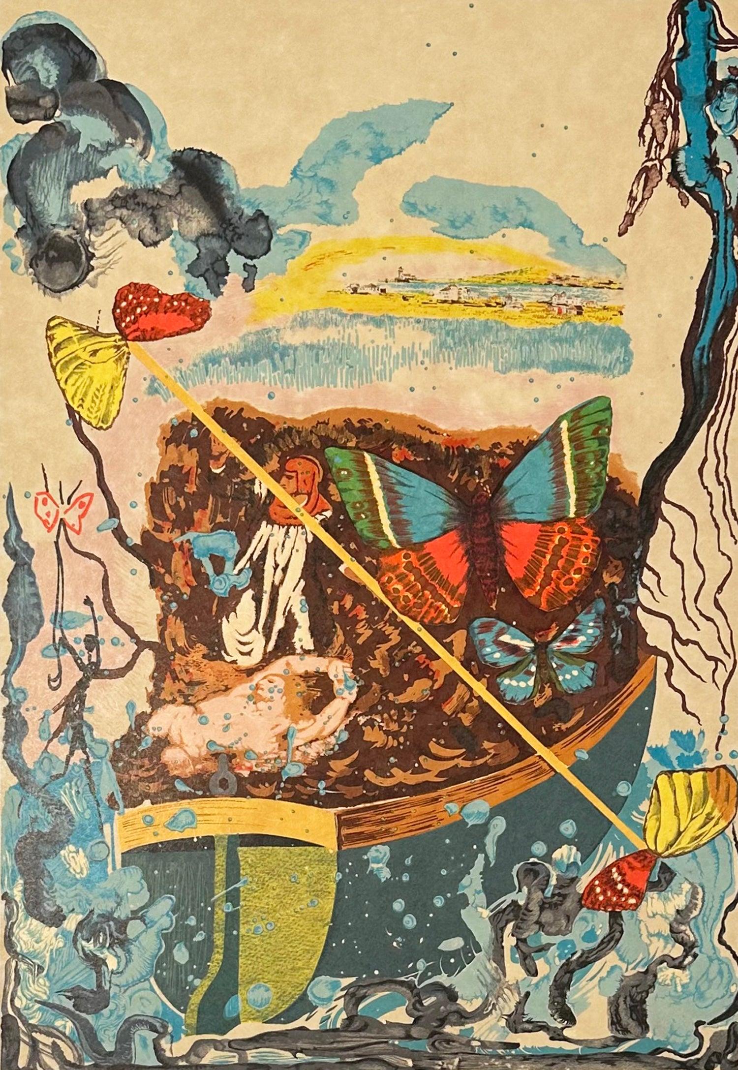 Salvador Dalí Print - Dawn (Six of Swords), from Papillons Anciennes
