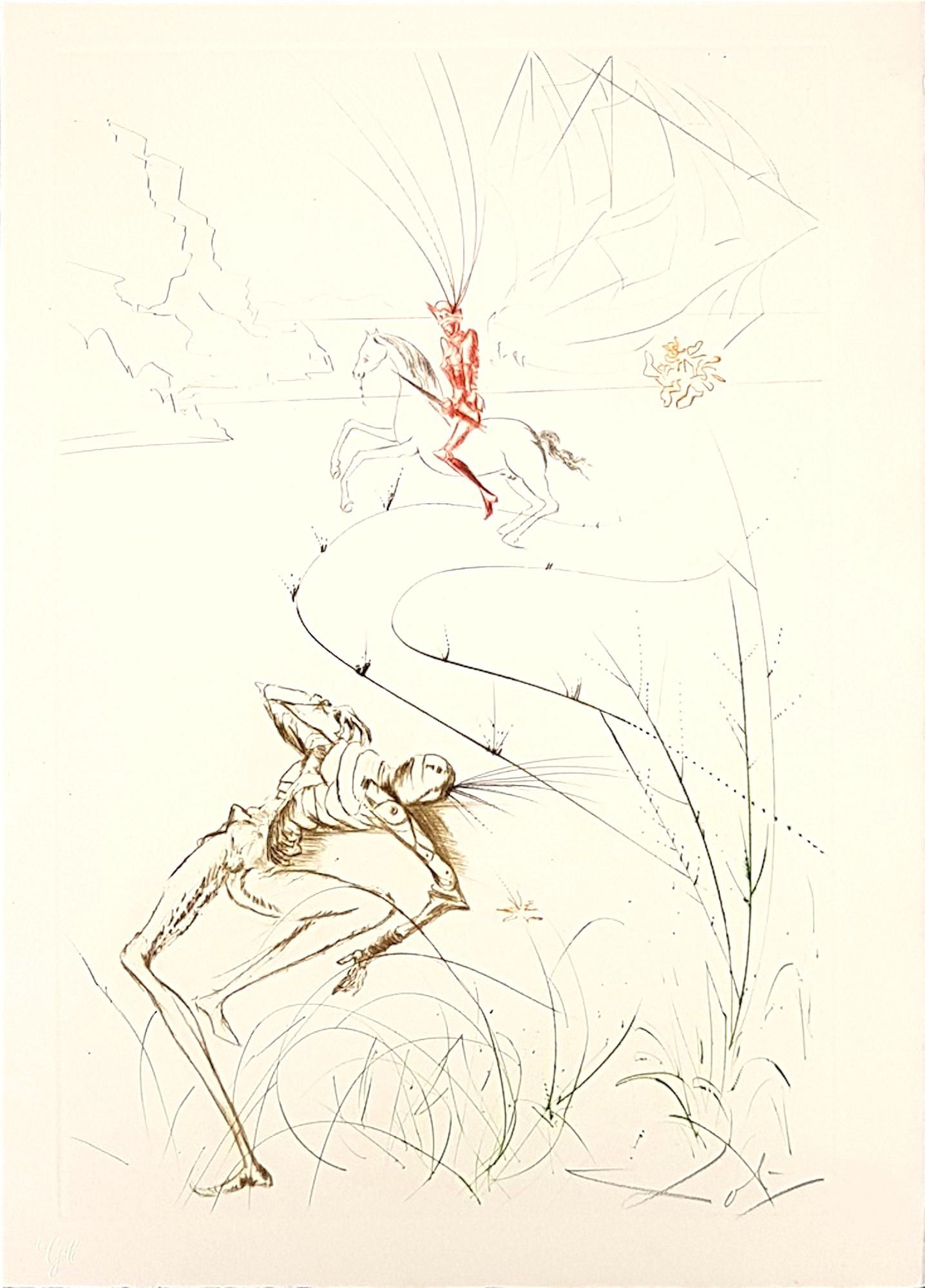 Salvador Dalí Print - Derner Combat de Tristan - Original Etching by S. Dalì - 1969
