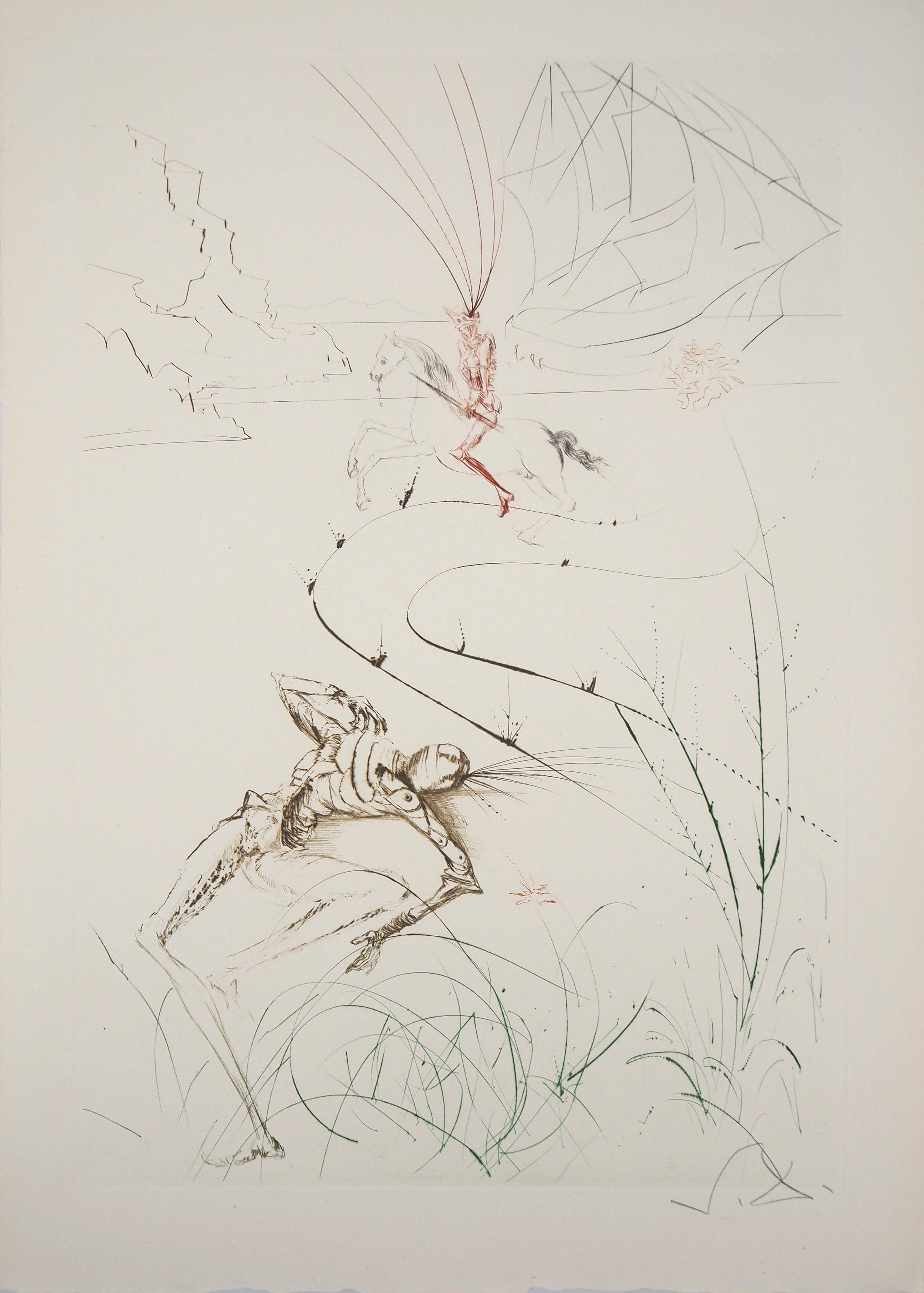 Salvador Dalí Figurative Print - Dernier combat de Tristan ("Tristan's Last Fight"), Original etching, Handsigned