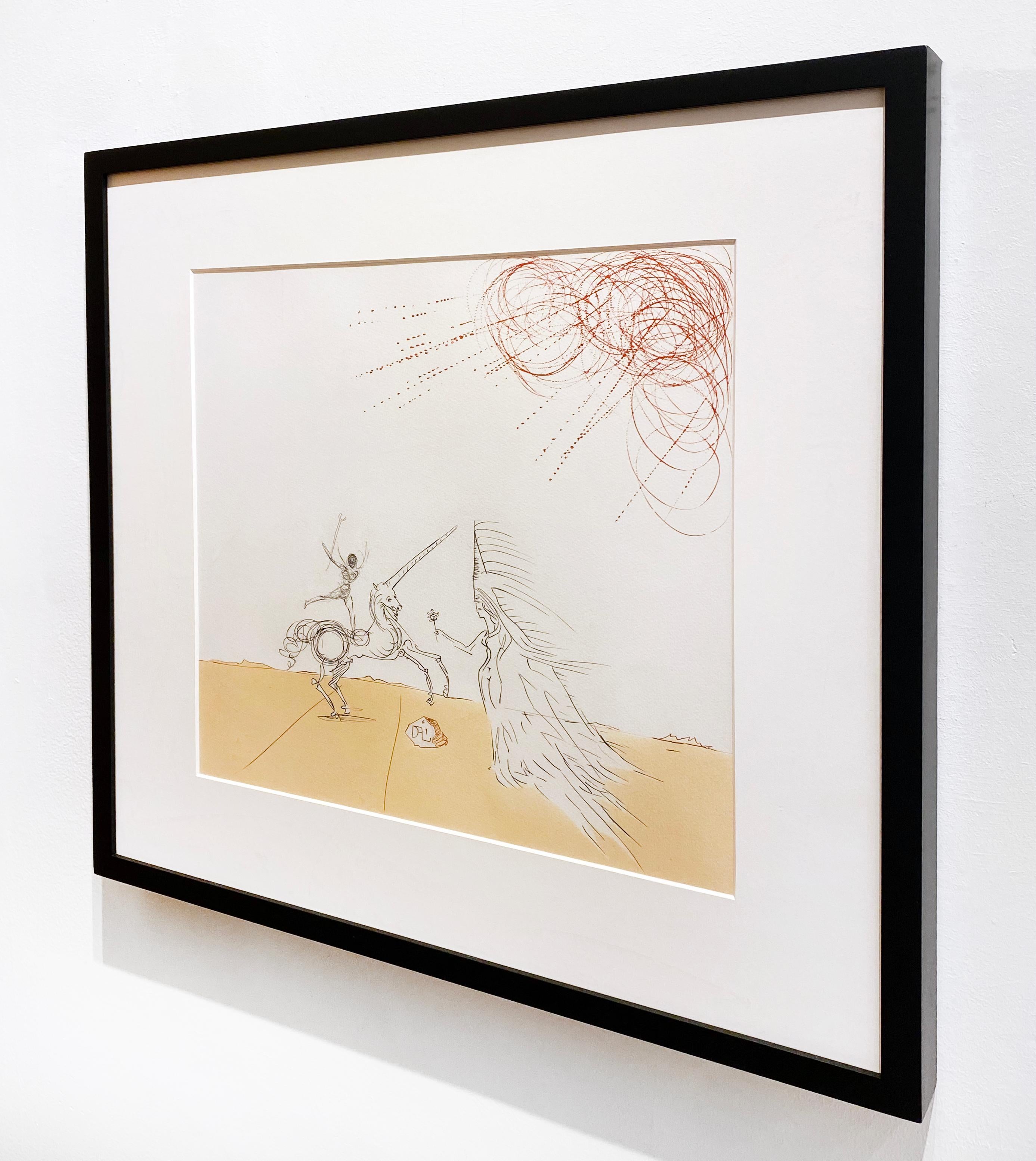 Artist:  Dali, Salvador
Title:  Desert Fabeleux from Dahlia
Series:  Neuf Paysages
Date:  1980
Medium:  Aquatint and photogravures with black drypoint remarques
Framed Dimensions:  22.5