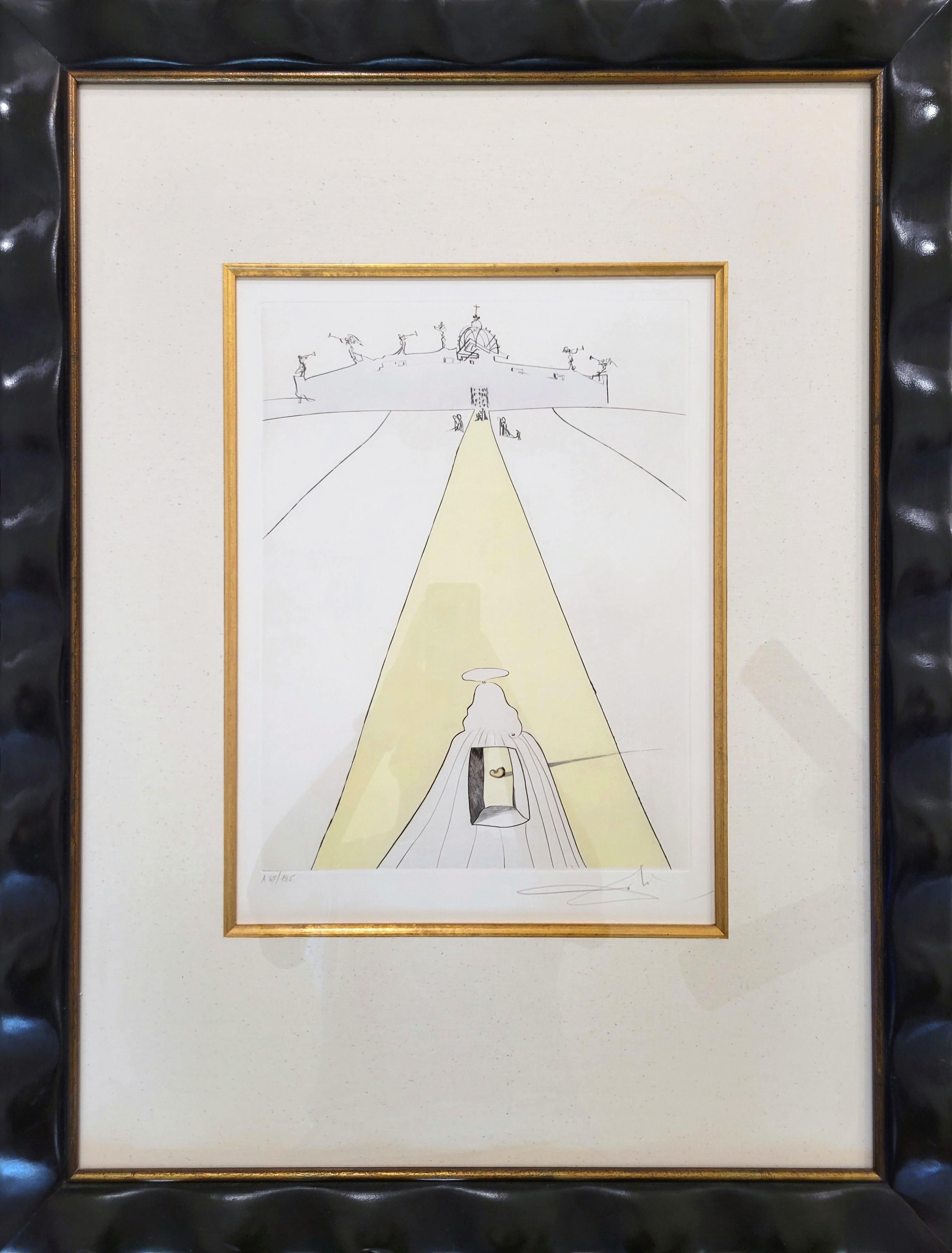 Dieu, Le Temps, L'Espace et le Pape (God, Time, Space, and the Pope) /// Dali - Gray Landscape Print by Salvador Dalí