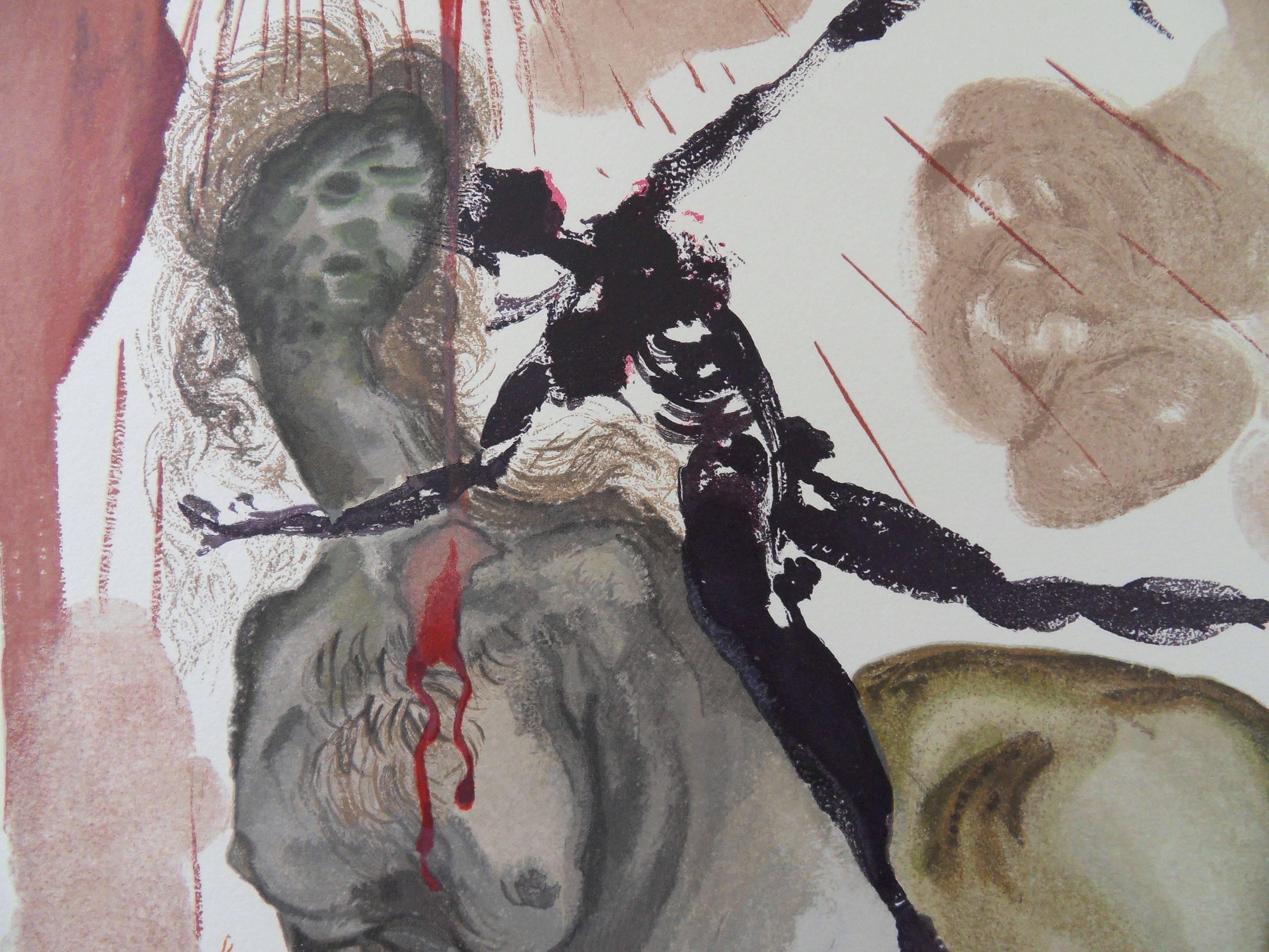 Divina Comedia : Infierno 12, La Minotaura - Xilografía - 1963 (Campo #p. 189) - Print de Salvador Dalí