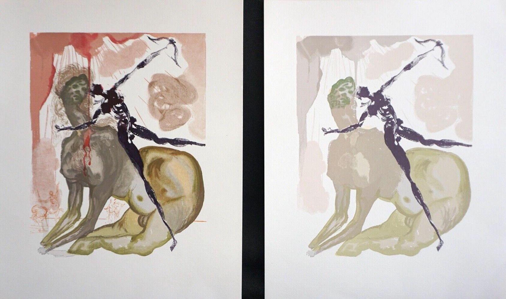 Salvador Dalí Animal Print - Divine Comedy Hell Canto 12 Decomposition (2 Pieces)