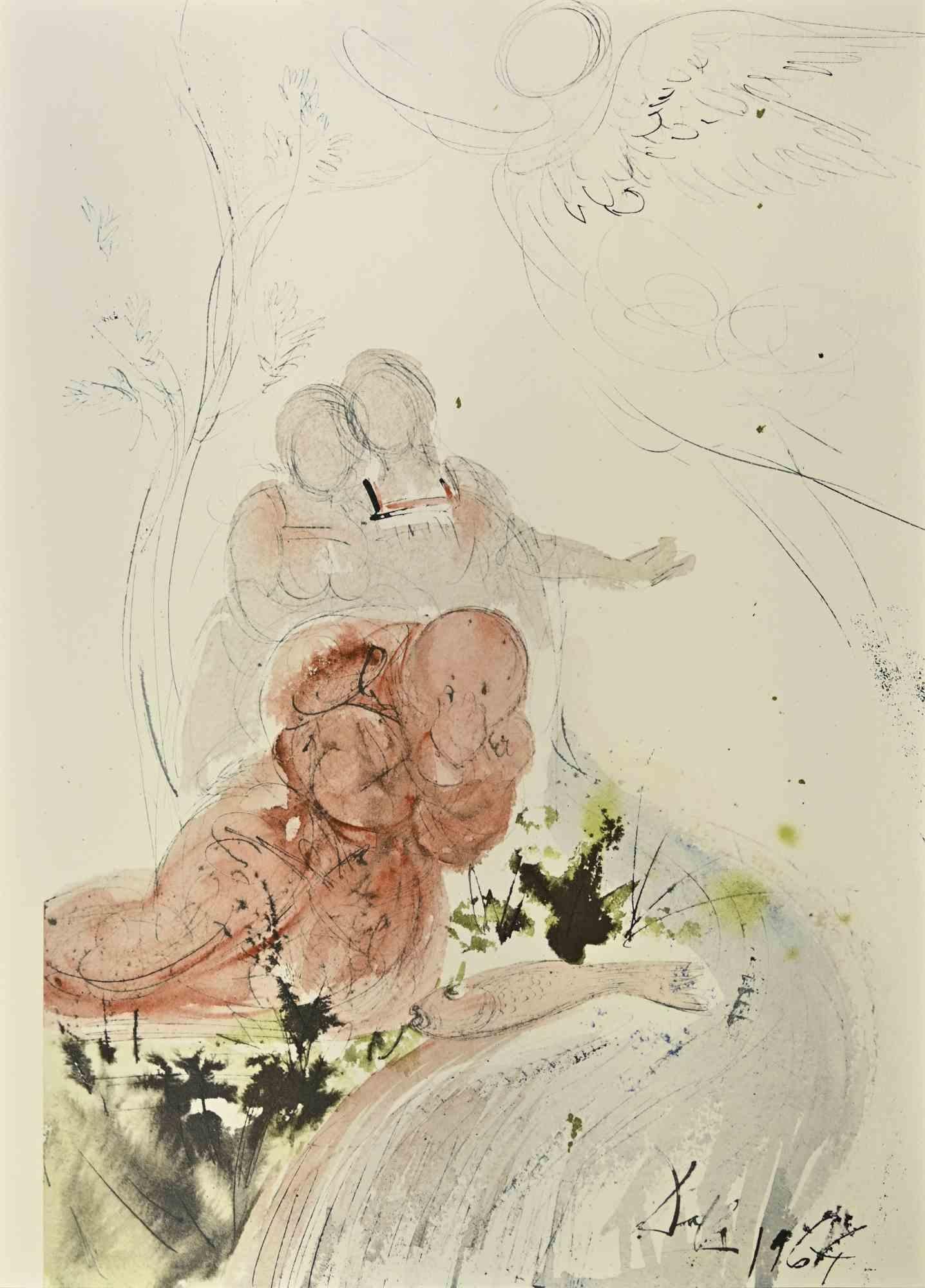 Print di Salvador Dalí - Dixit Raphael ad Tobiam - Litografia - 1964