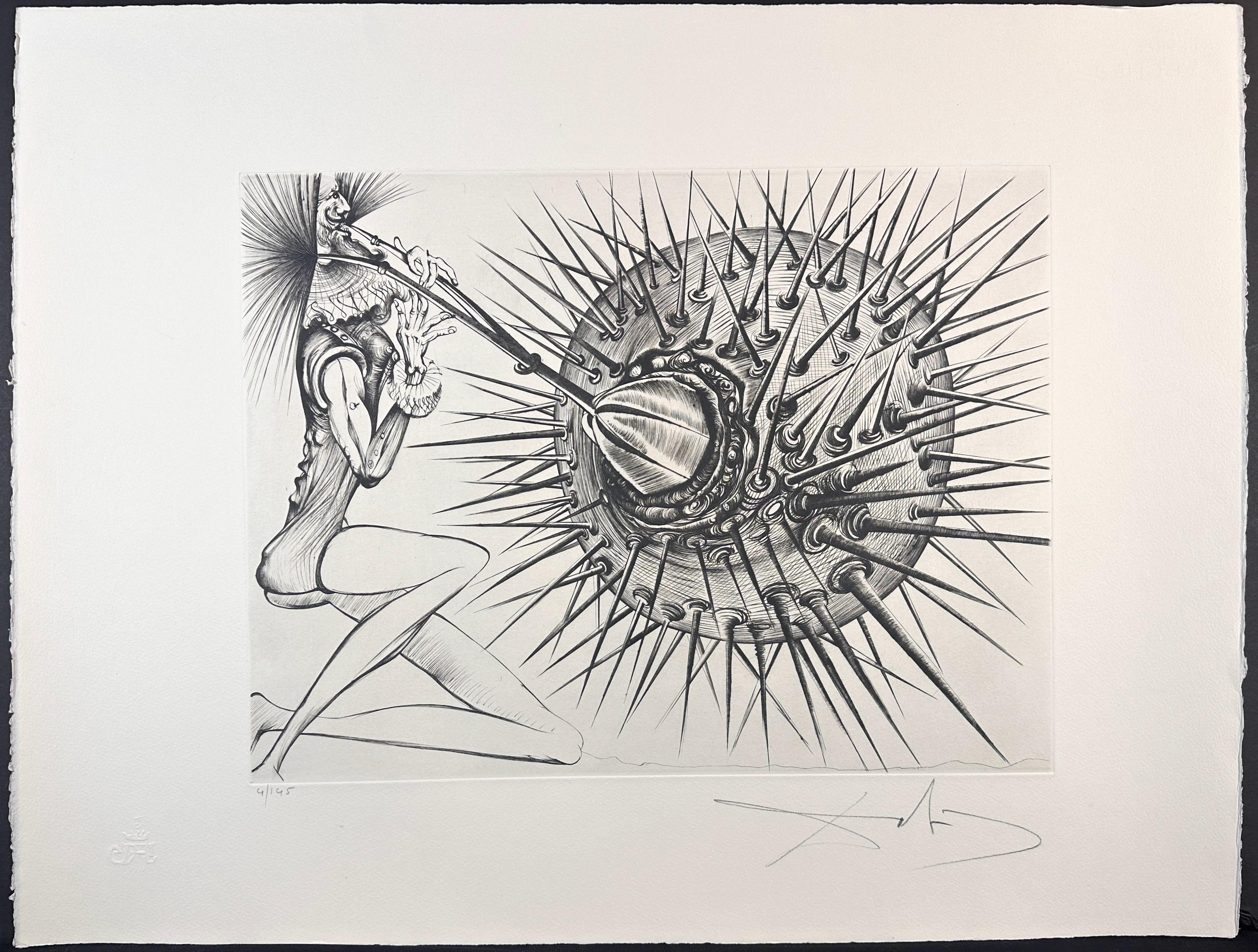Salvador Dalí Figurative Print - Don Quichotte et l'oursin