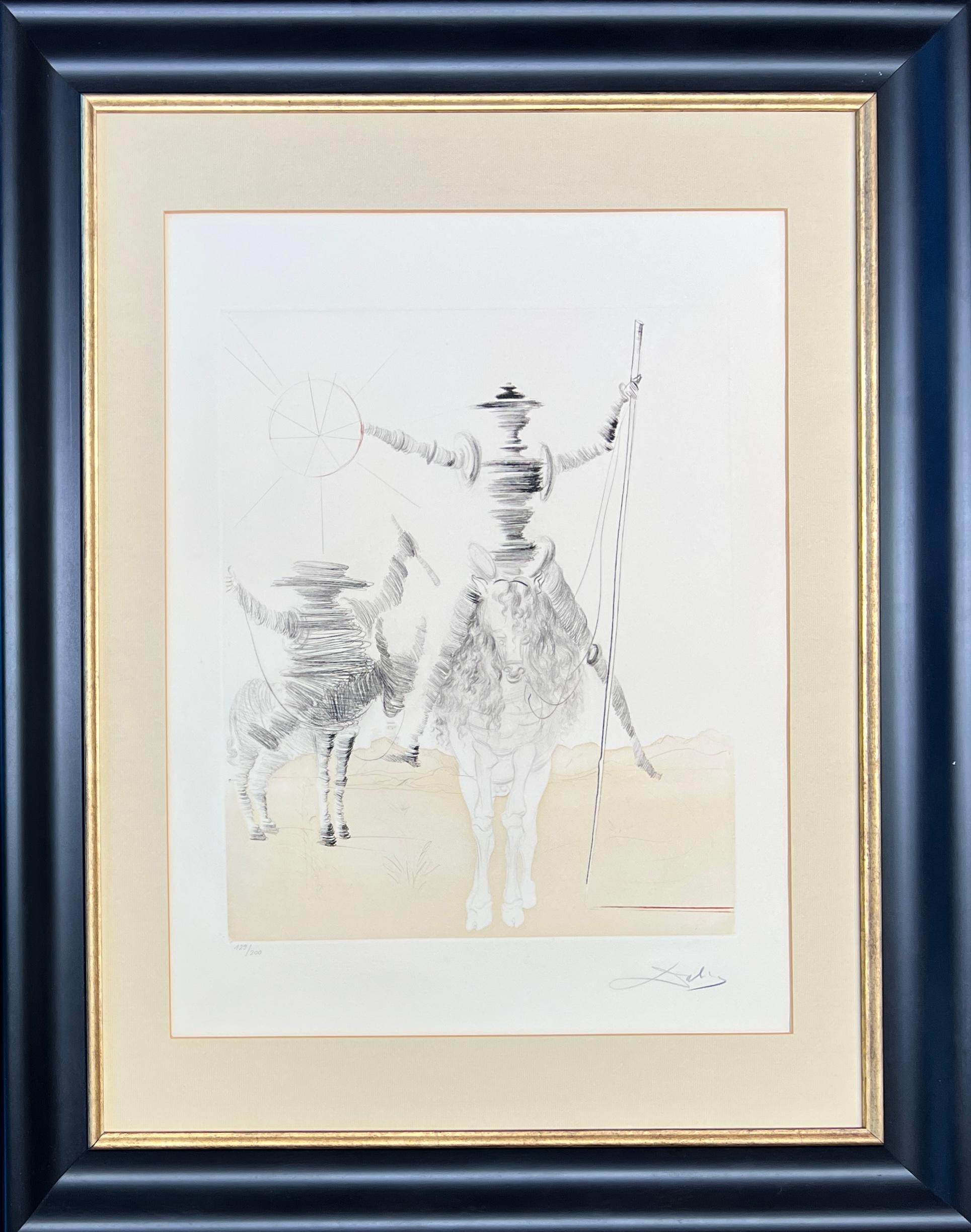 Salvador Dalì (1904–1989)  -Don Quichotte et Sancho Pança - Etching and aquatint For Sale 3