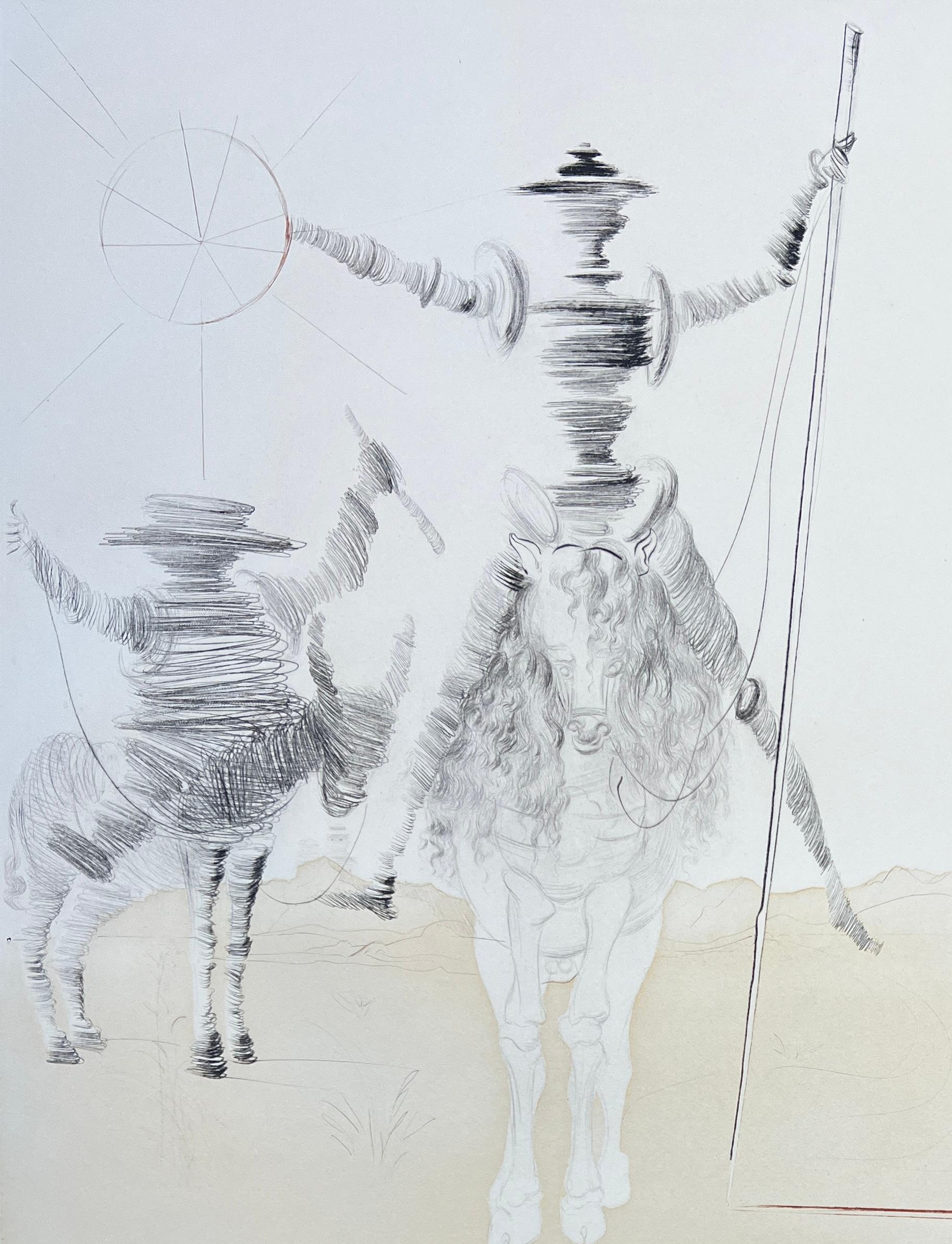 Salvador Dalì (1904-1989)  -Don Quichotte et Sancho Pança - Aguafuerte y aguatinta