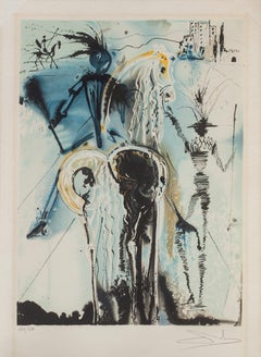 Surrealistische Lithographie von Salvador Dali, Don Quichotte