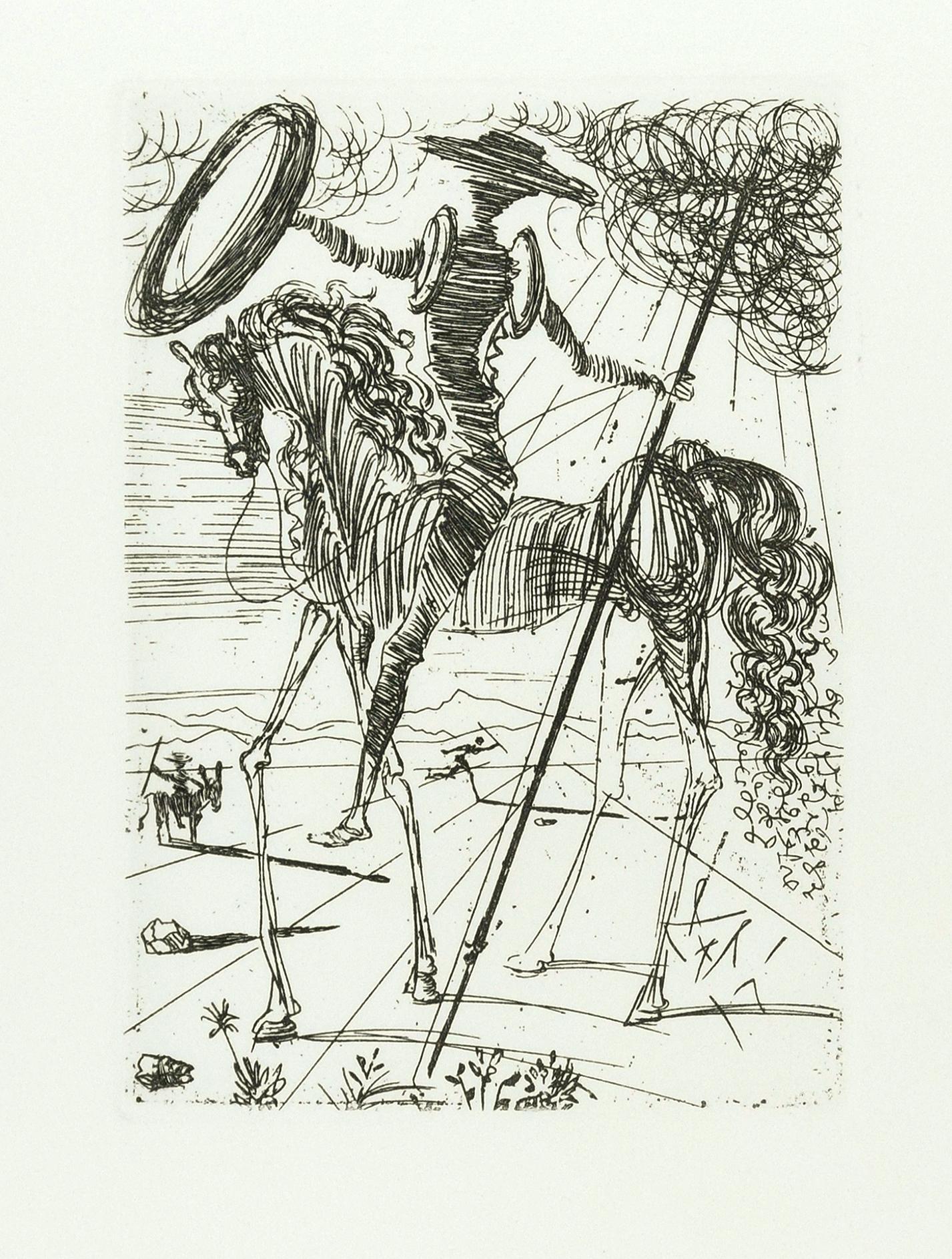Salvador Dalí Abstract Print - "Don Quichotte" - Original Etching by S. Dalì - 1966