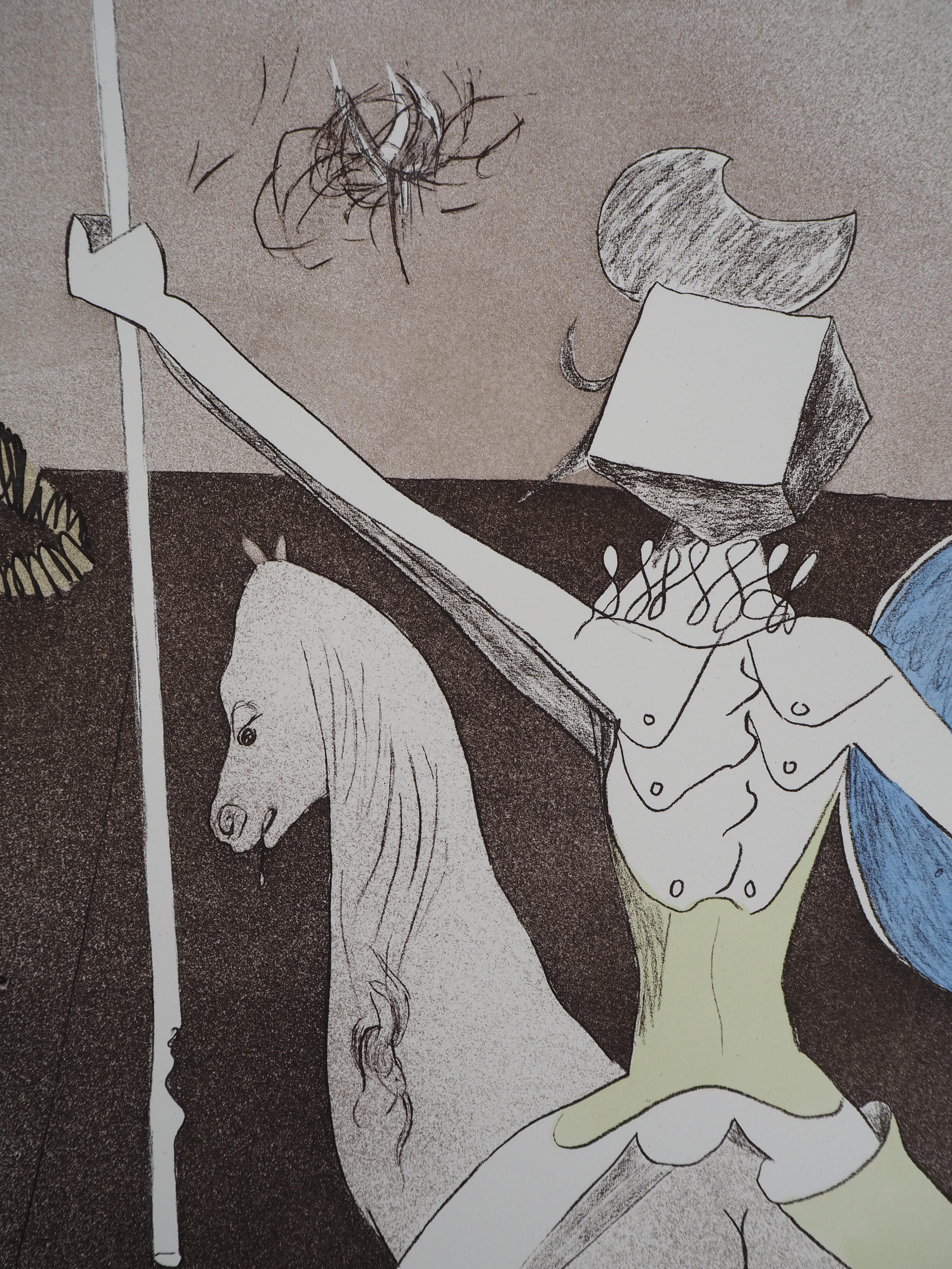 Salvador DALI (1904-1989)
Don Quijote: la lucha (En route pour la bataille), 1980

Grabado original con aguatinta
Firmado a lápiz
Numerado / 125 
Sobre vitela Arches 76 x 56,5 cm (30 x 22 pulg.)
Autentificado con el sello ciego del editor
