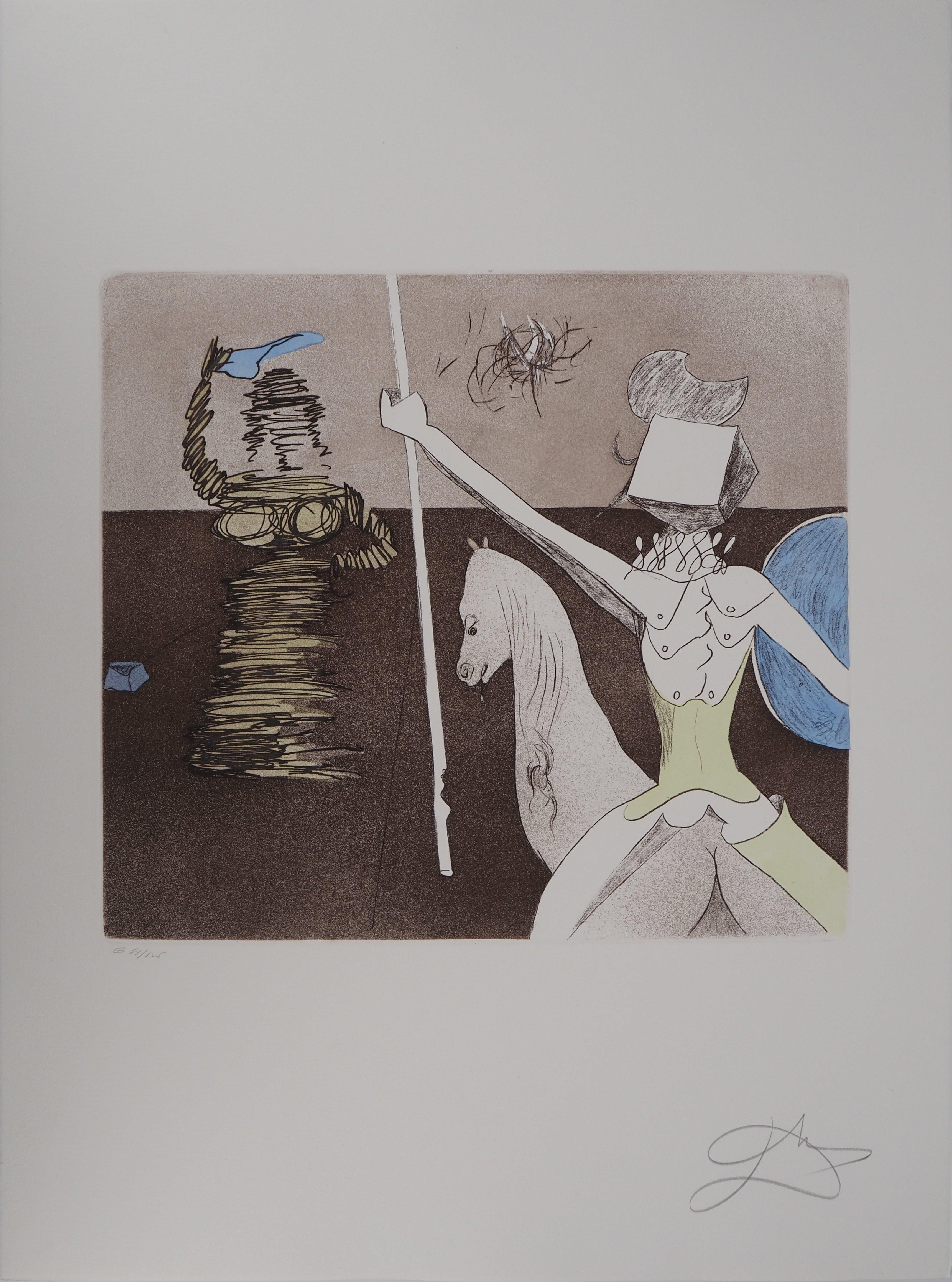Figurative Print de Salvador Dalí - Don Quijote : la Lucha - Grabado original, Firmado a mano - Campo #80-1 L