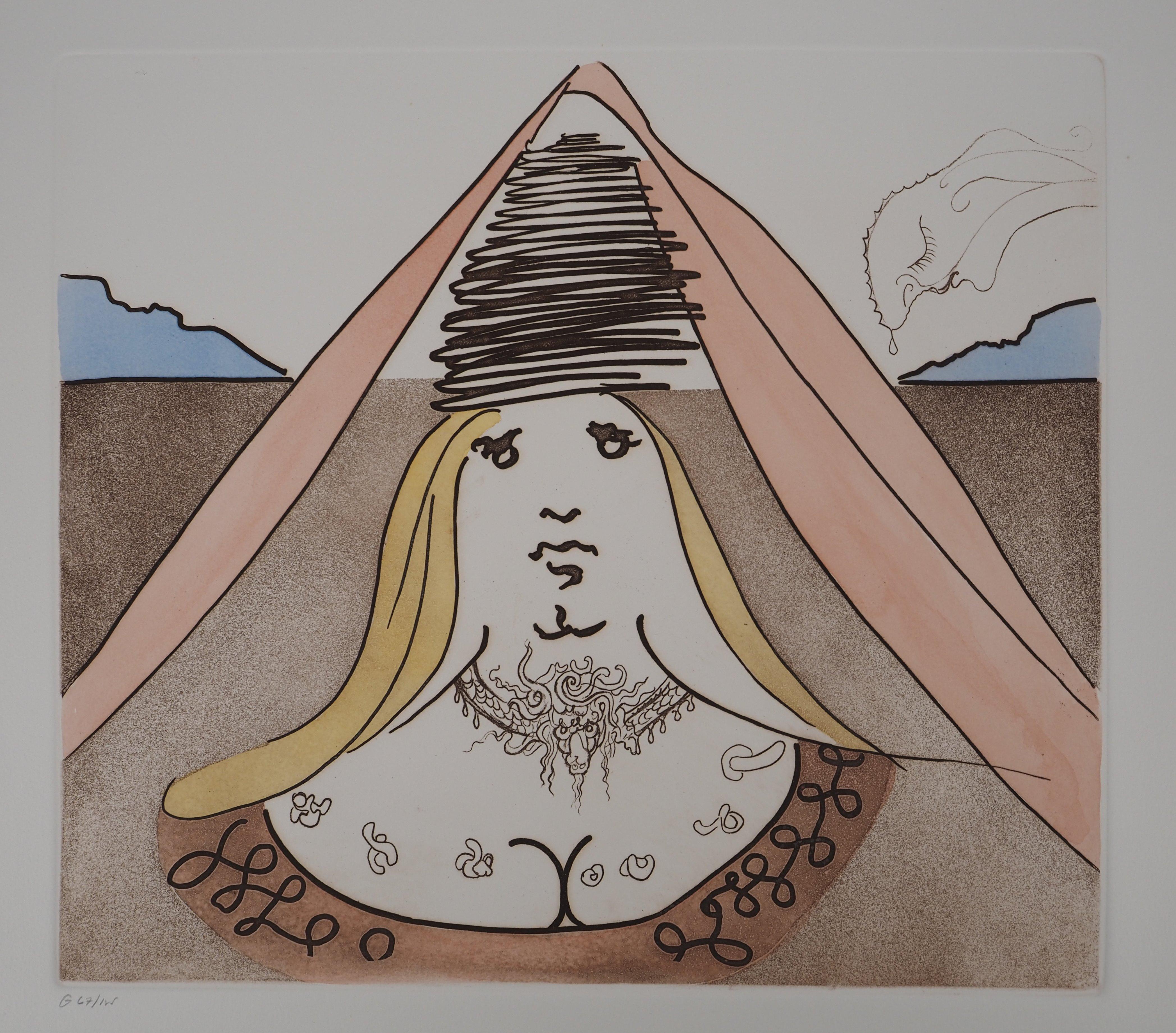Don Quijote : Dama Dulcinea  - Grabado original, Firmado a mano - Campo #80-1 B - Print de Salvador Dalí