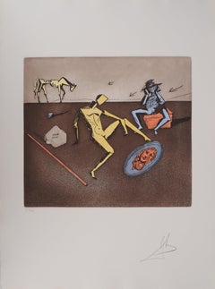 Don Quichotte avec le miroir - eau-forte originale, signée à la main - champ n° 80-1 I